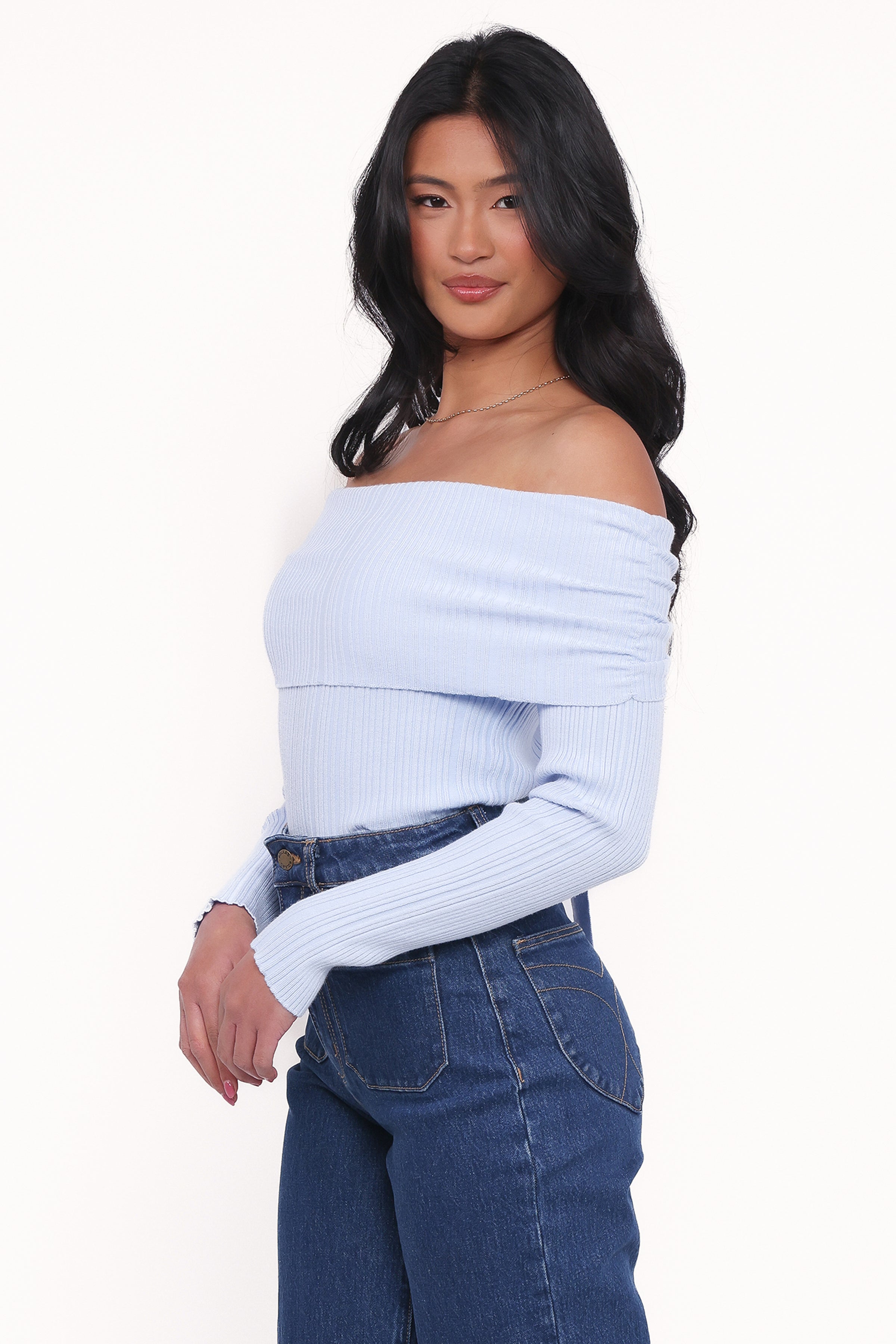Junia Tie Back Knit Top - Pale Blue