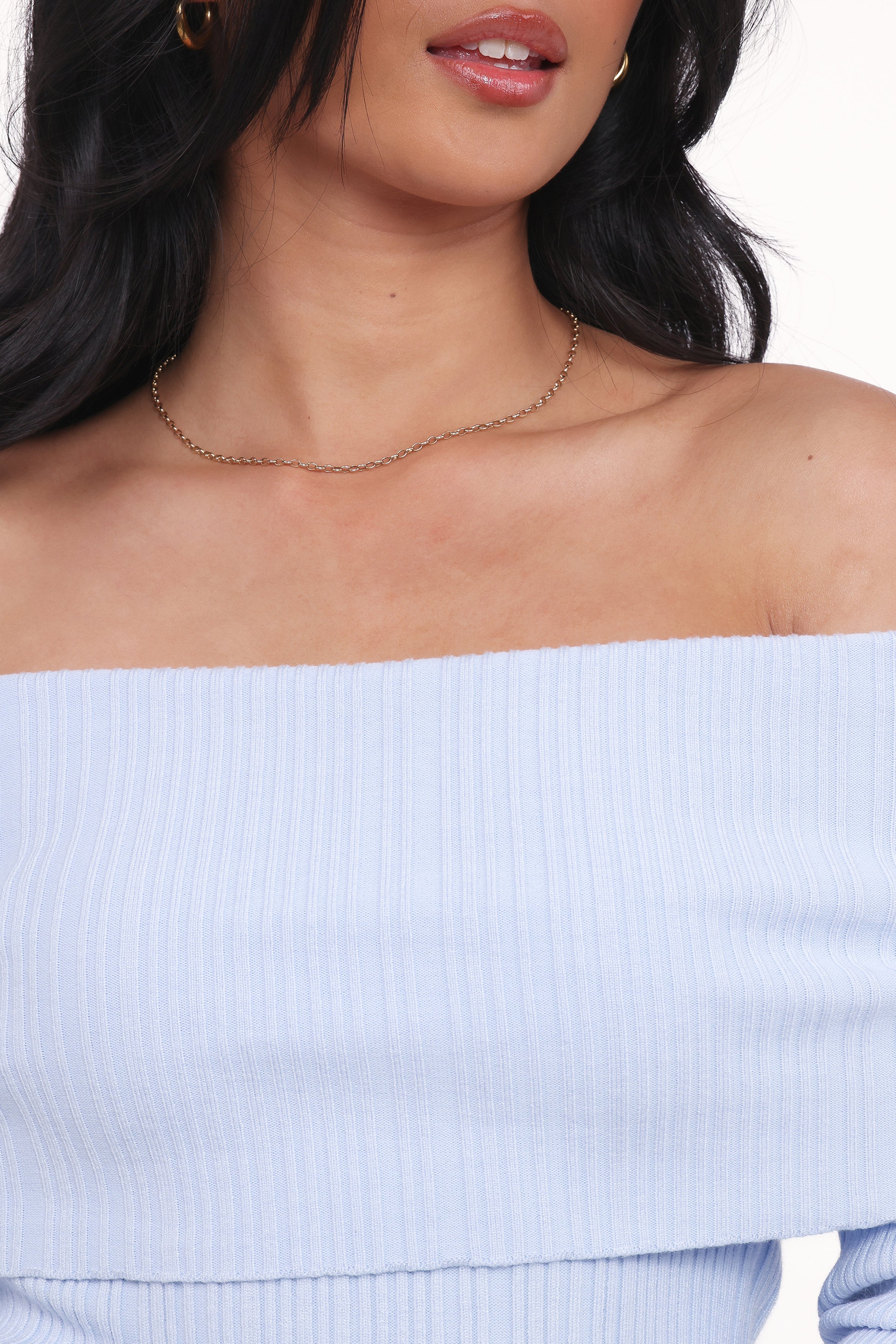 Junia Tie Back Knit Top - Pale Blue