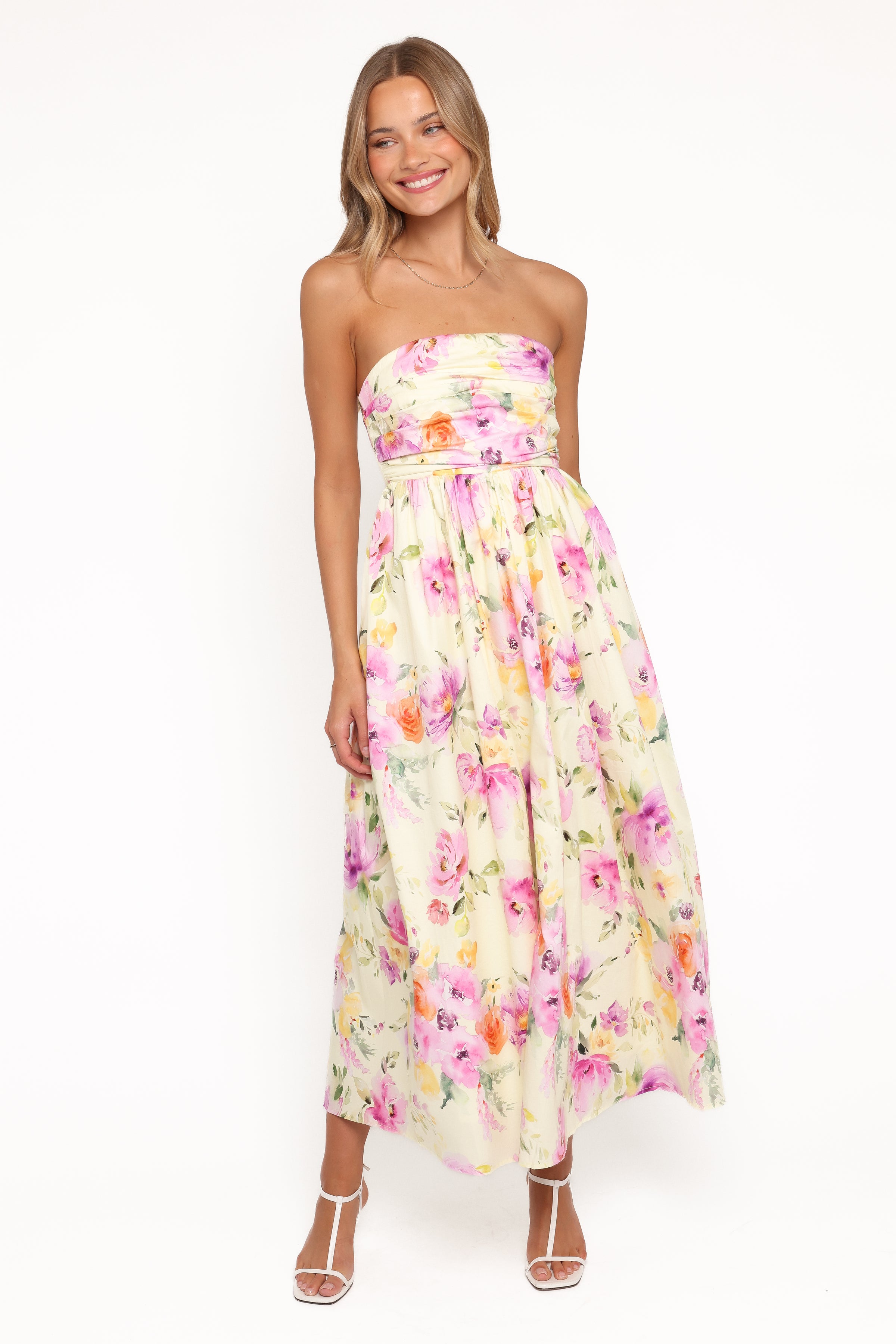 Kayt Strapless Dress - Yellow Petunia