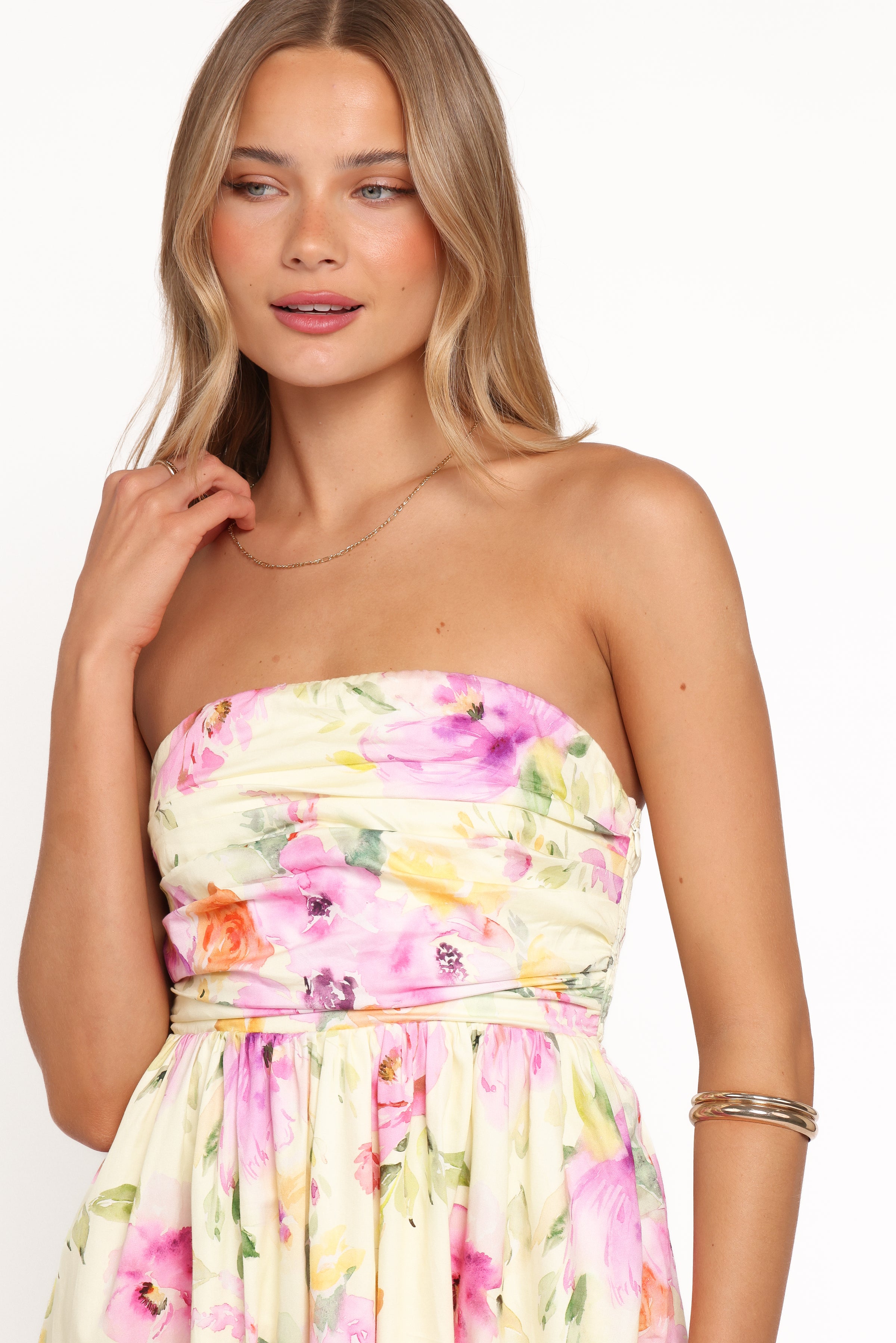 Kayt Strapless Dress - Yellow Petunia