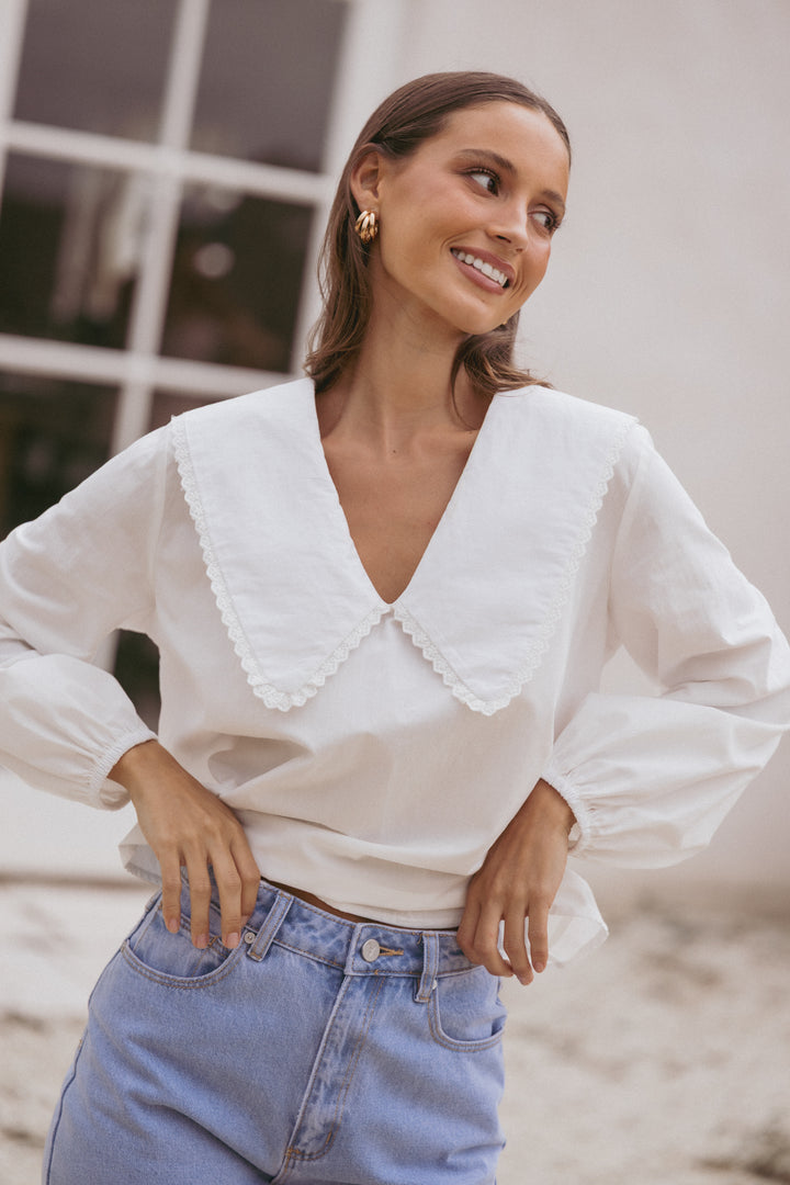 Collective Tops - Kenna Long Sleeve Top - White secondary image