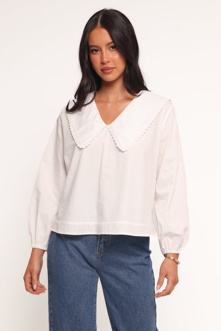 Collective Tops - Kenna Long Sleeve Top - White fourth image