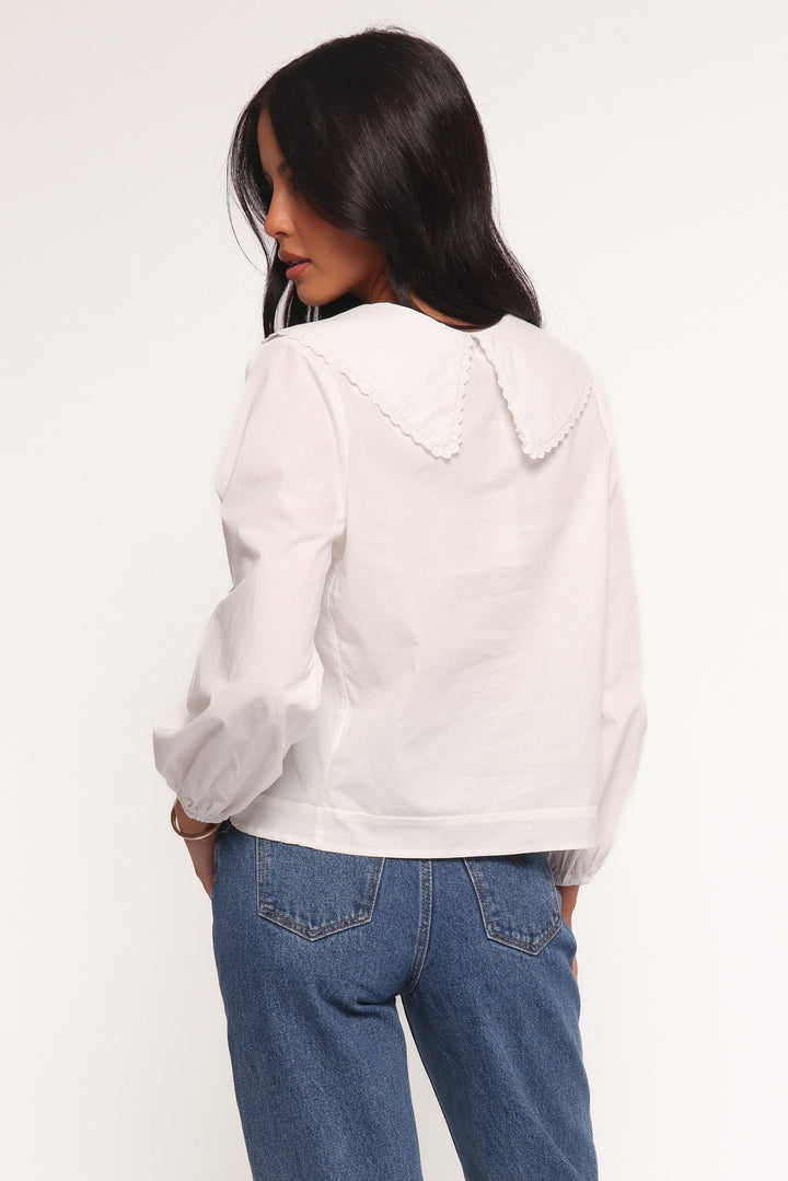 Collective Tops - Kenna Long Sleeve Top - White sixth image
