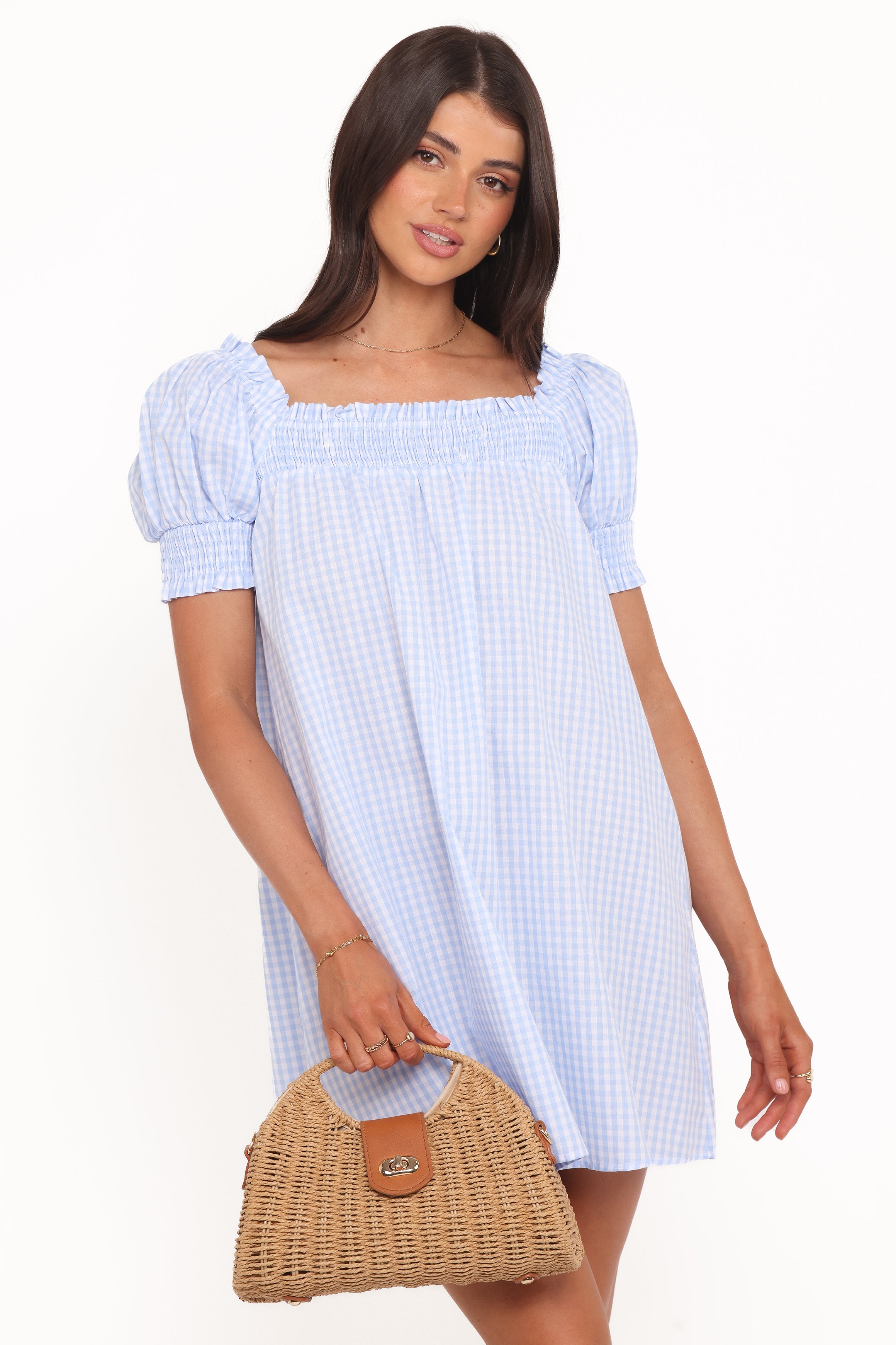 Kennedy Smock Mini Dress - Blue Gingham