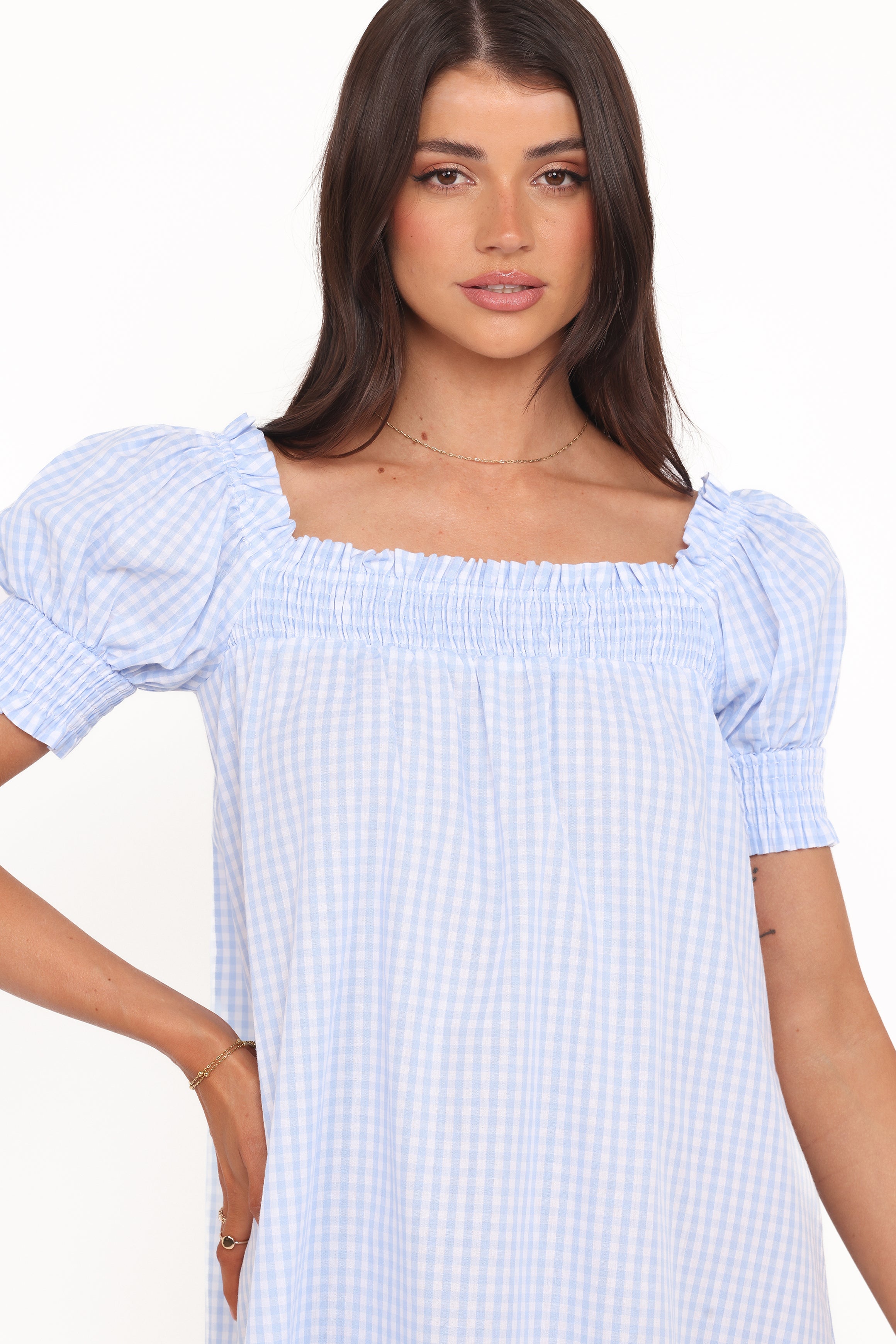 Kennedy Smock Mini Dress - Blue Gingham