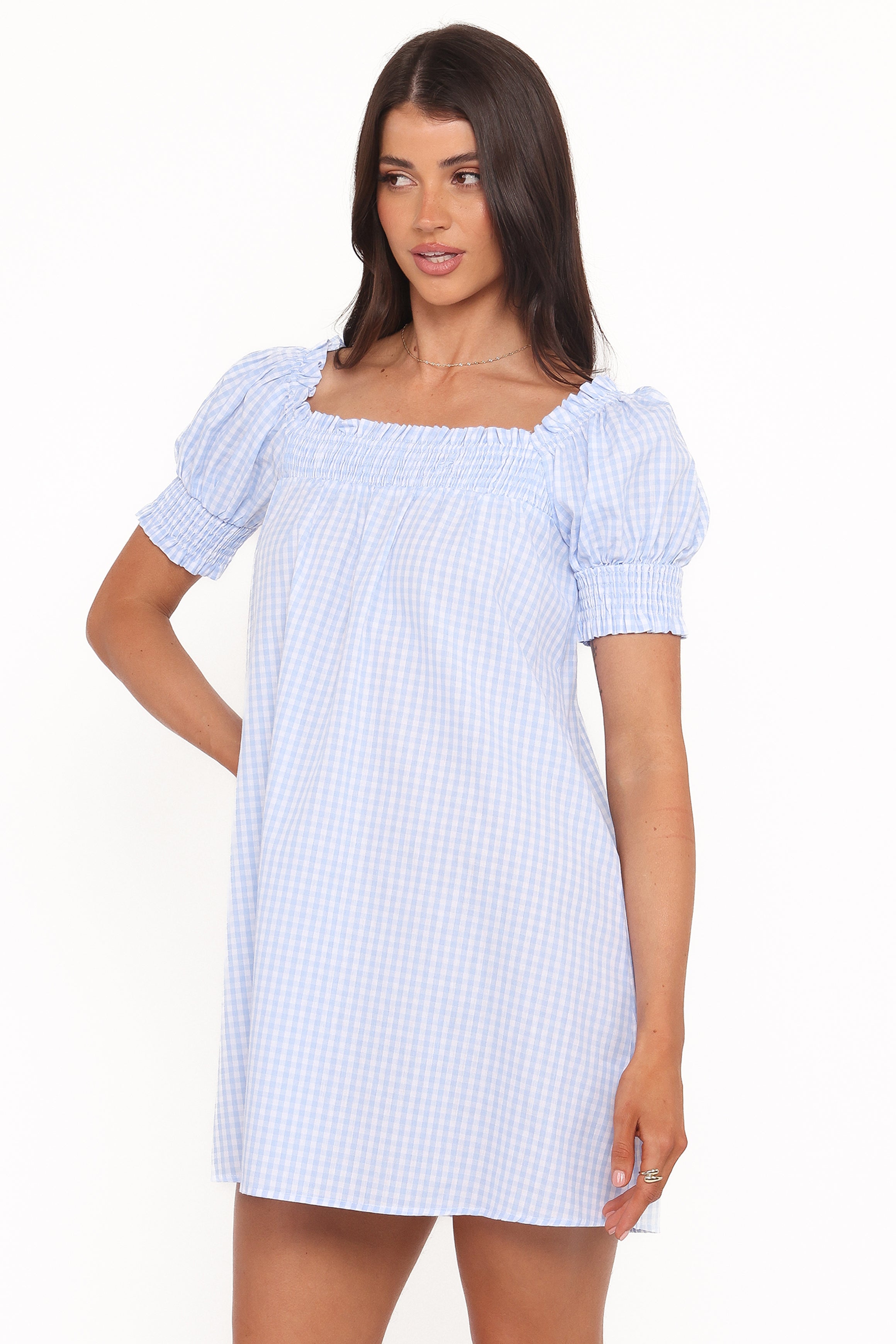 Kennedy Smock Mini Dress - Blue Gingham
