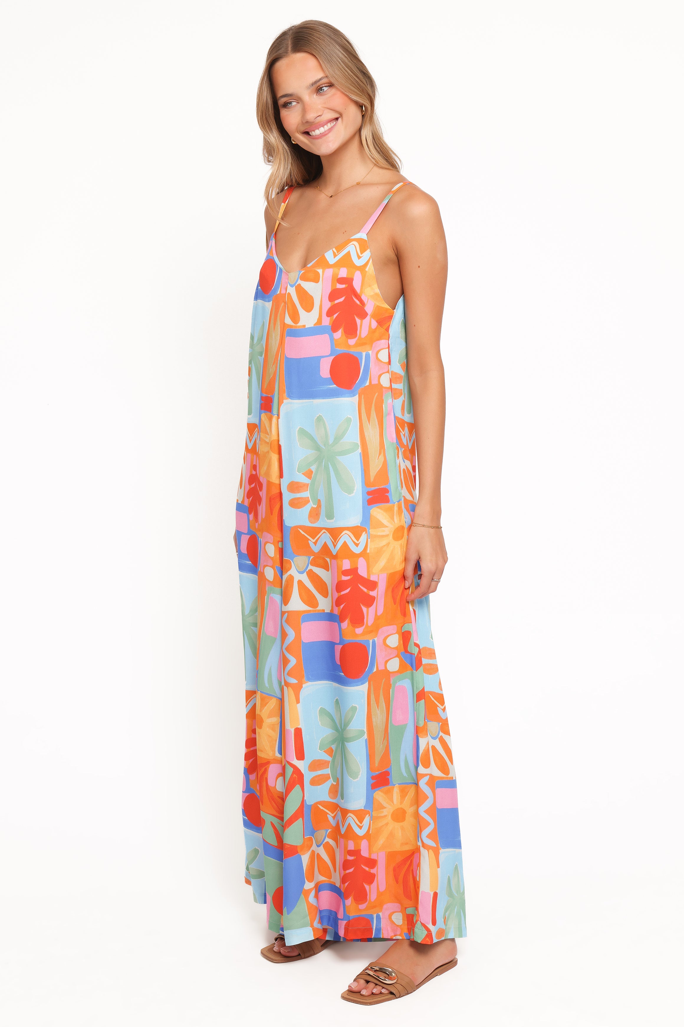 Kiki Wide Leg Jumpsuit - Orange Colorwave
