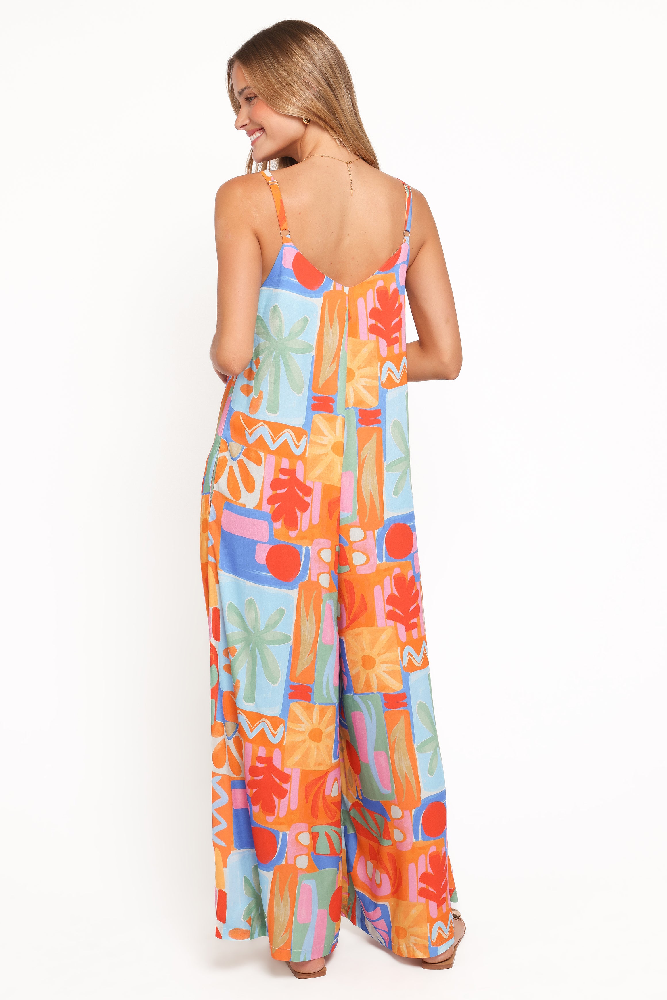 Kiki Wide Leg Jumpsuit - Orange Colorwave