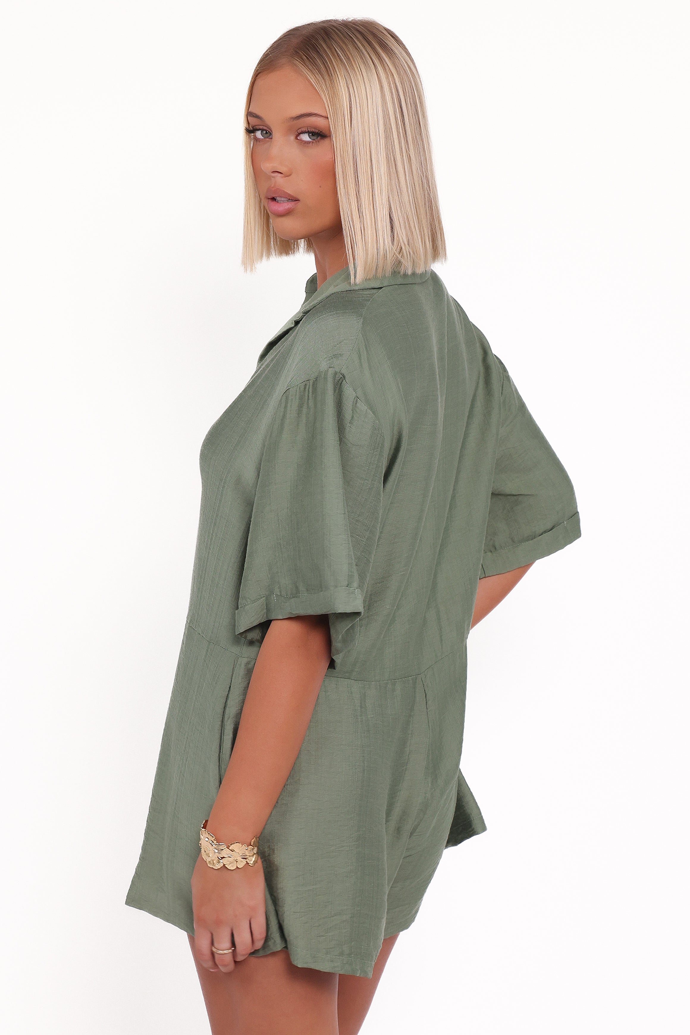 Kiya Drop Waist Playsuit - Palm Green