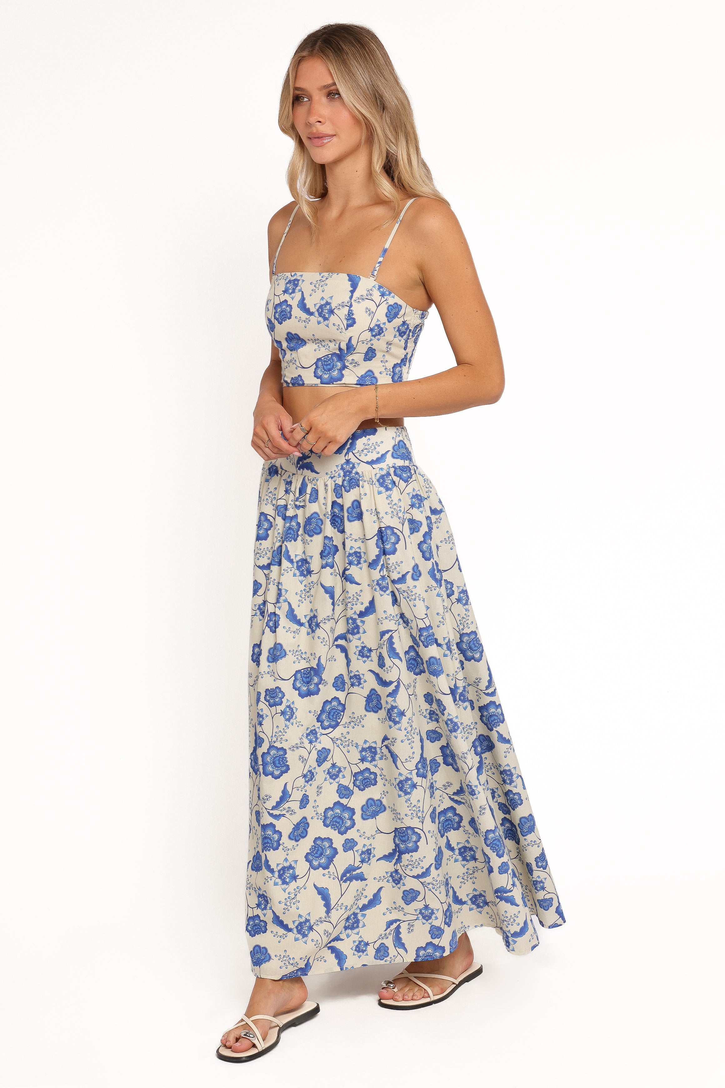 Kristy Maxi Skirt Set - Cream Floral