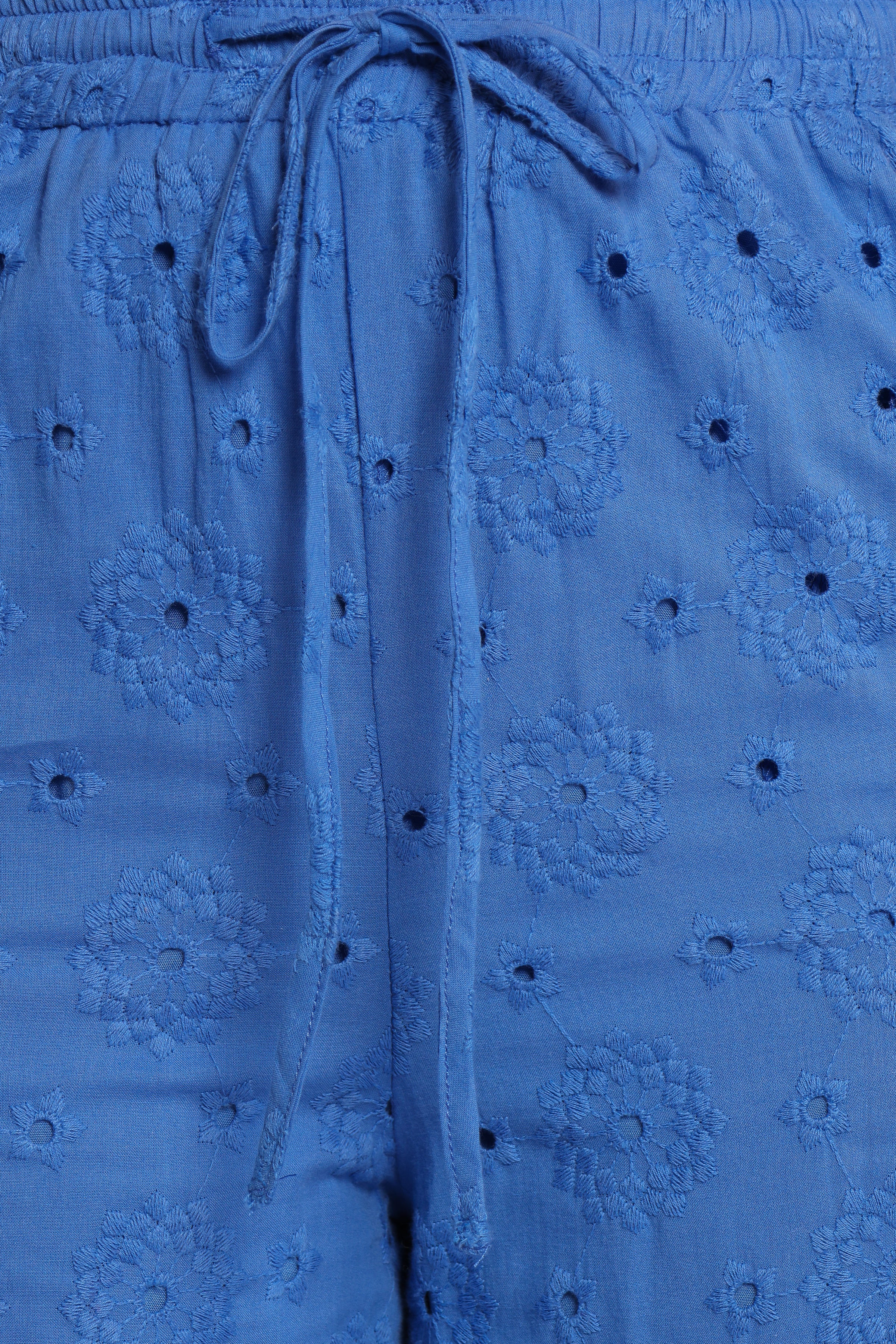 Katya Embroidered Pants - Cobalt