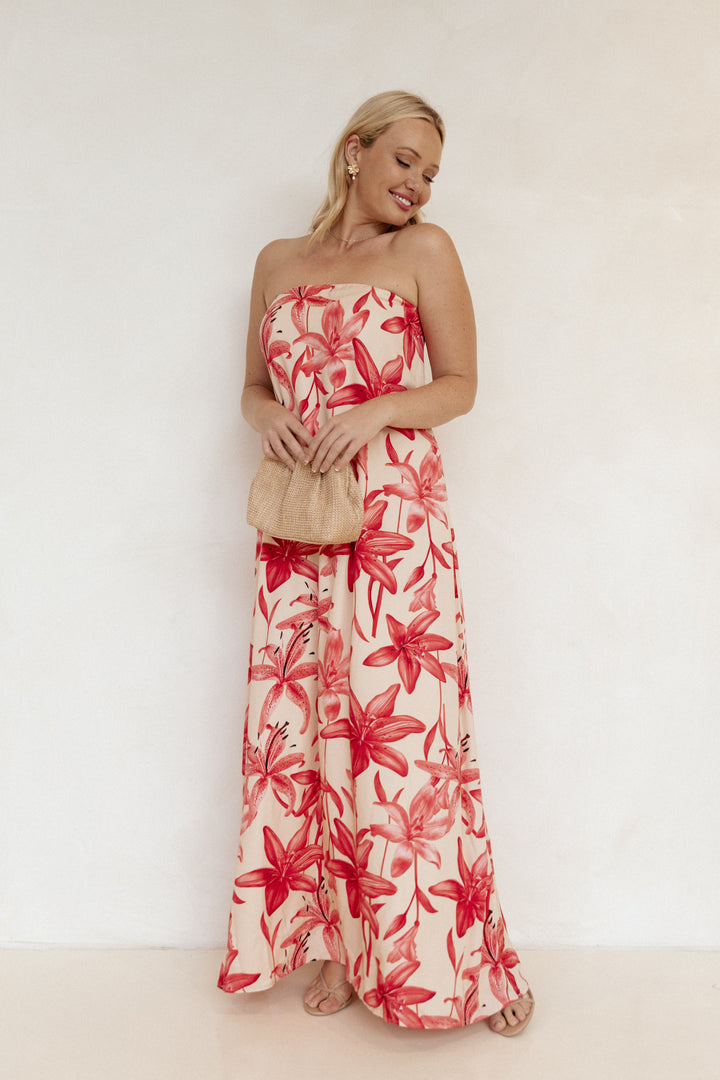 Collective Dress - Lani A Line Strapless Maxi Dress - Pink Floral image 2