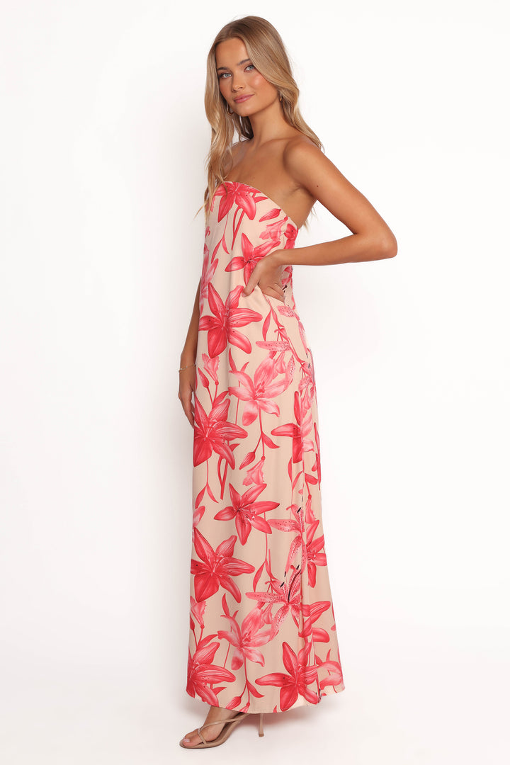 Collective Dress - Lani A Line Strapless Maxi Dress - Pink Floral image 5