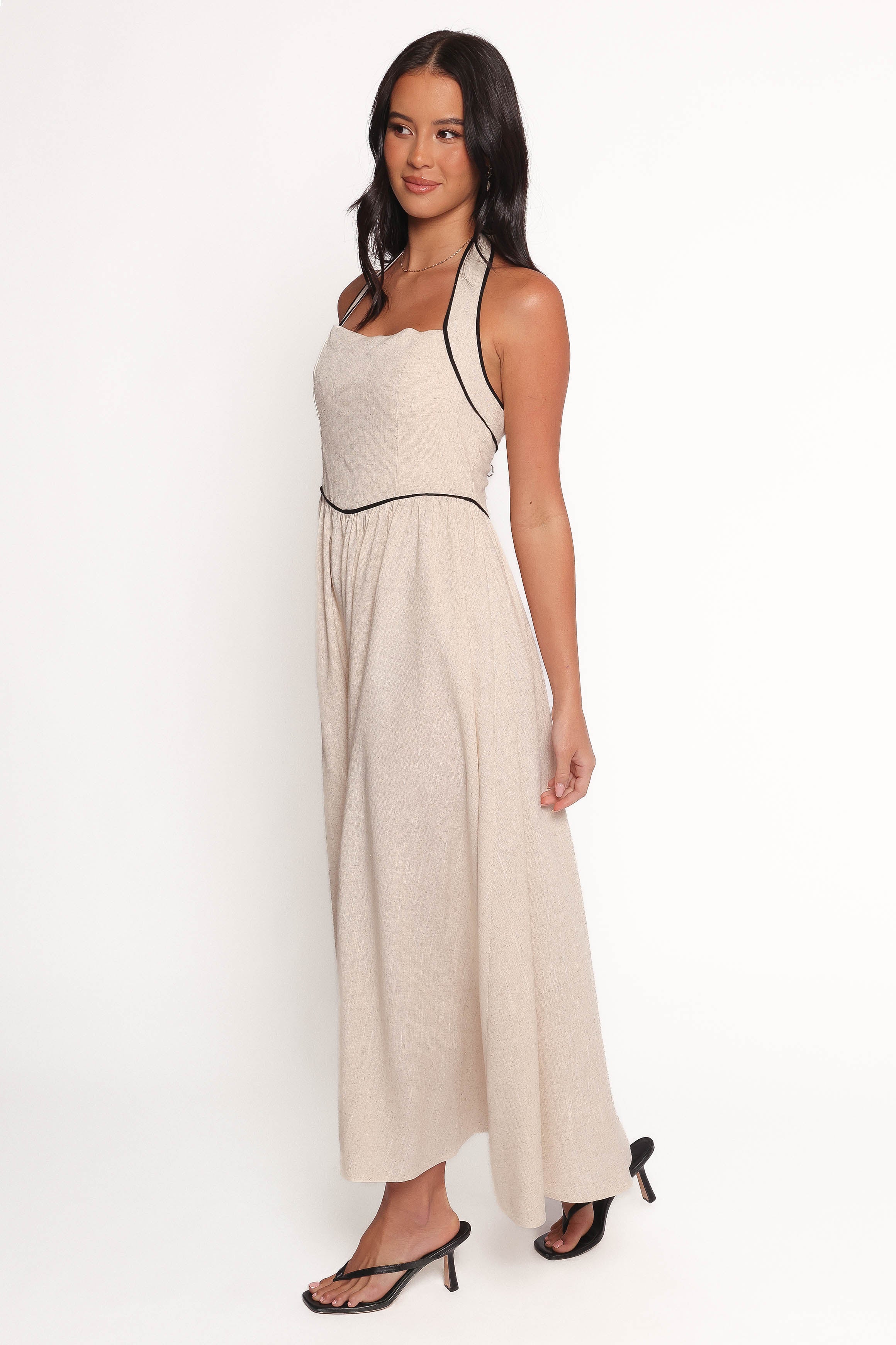 Lee Maxi Halterneck Dress - Oatmeal