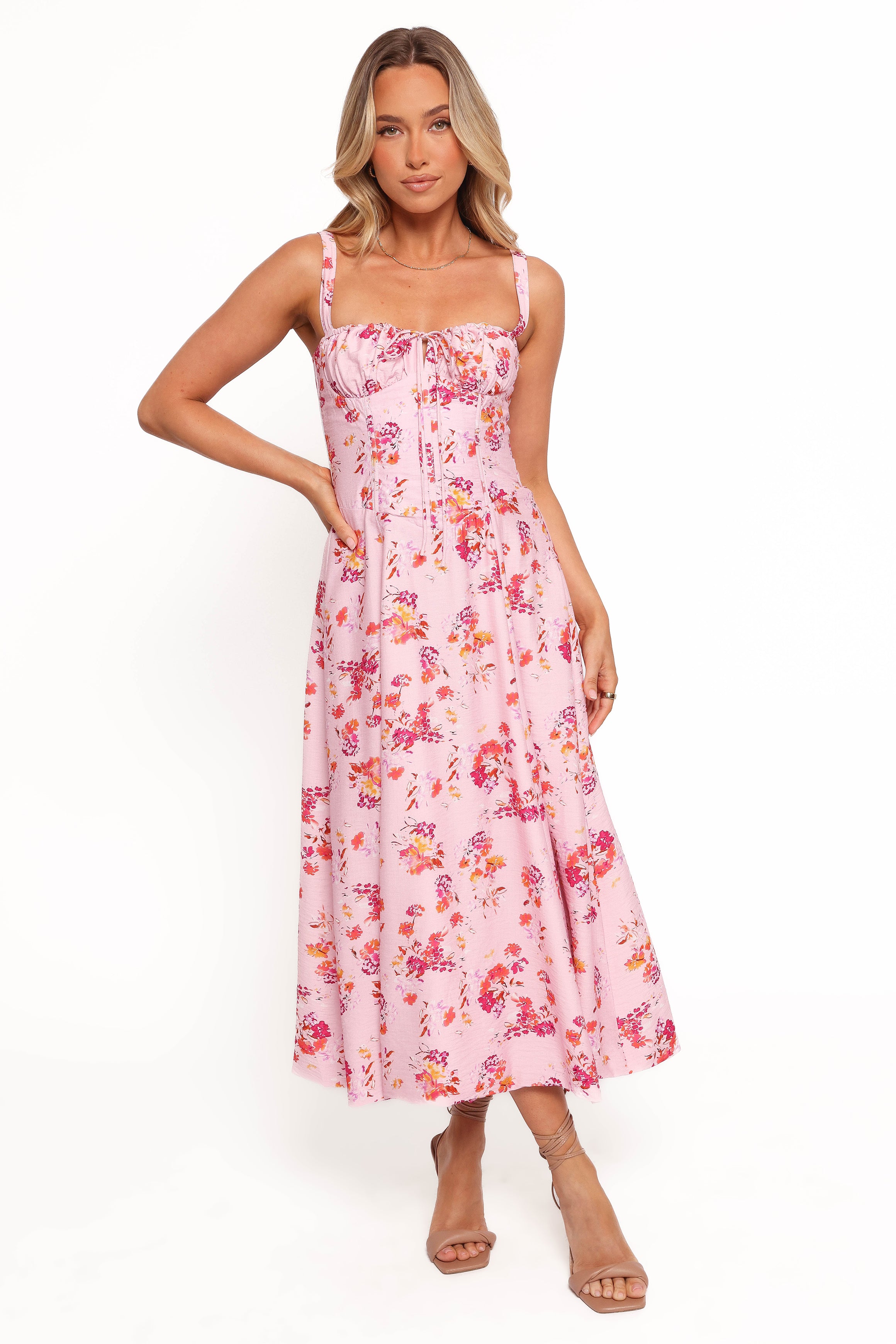 Lelah Midi Dress - Pink Floral