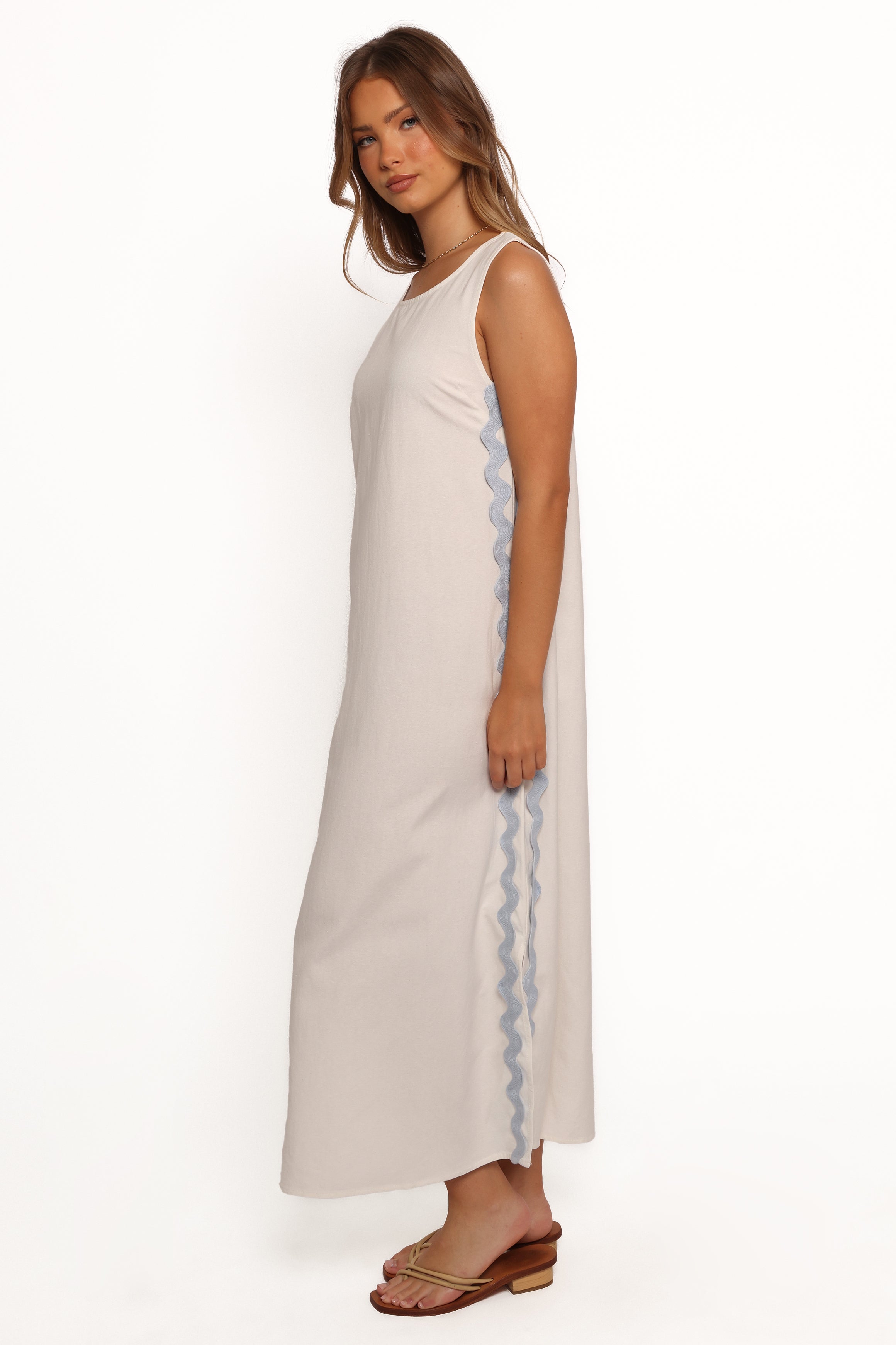 Lennie Midi Dress - Cream Blue