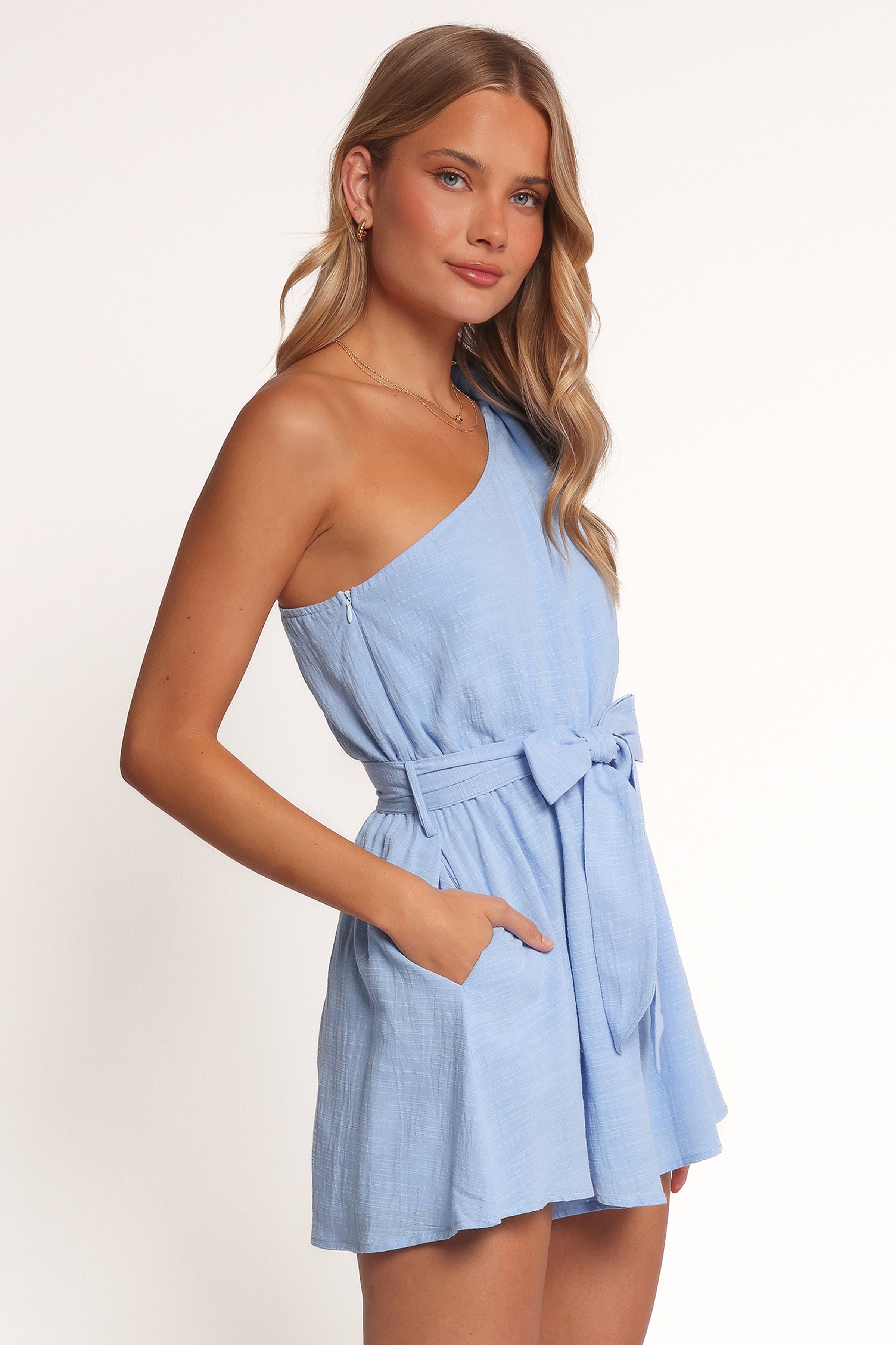 Levana One Shoulder Playsuit - Blue