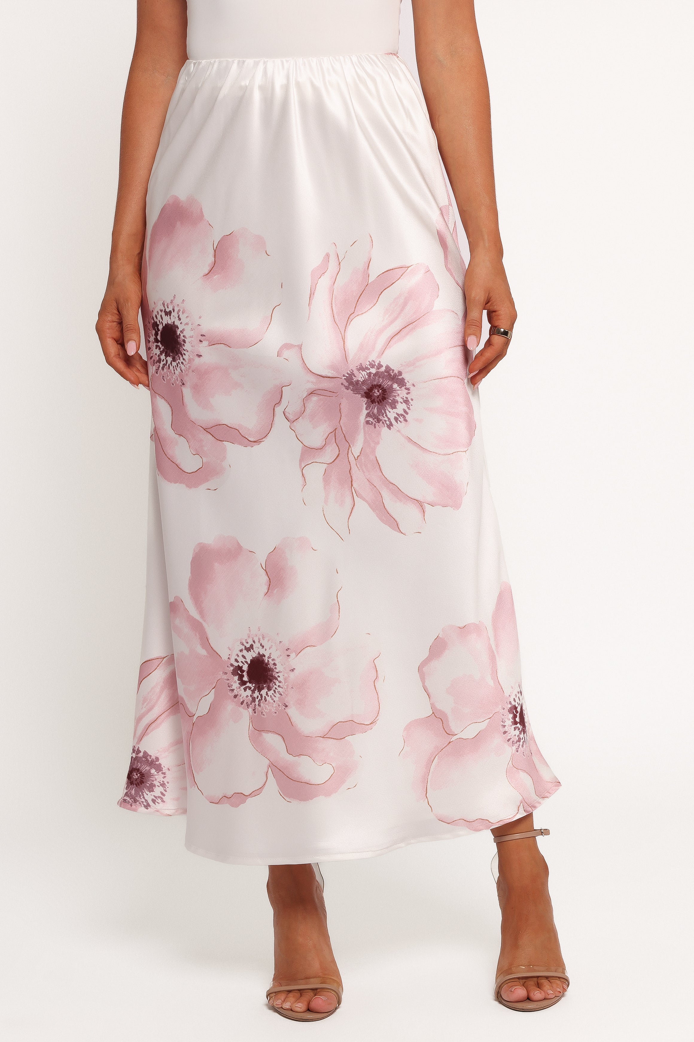 Lila Maxi Skirt - Pink White Floral