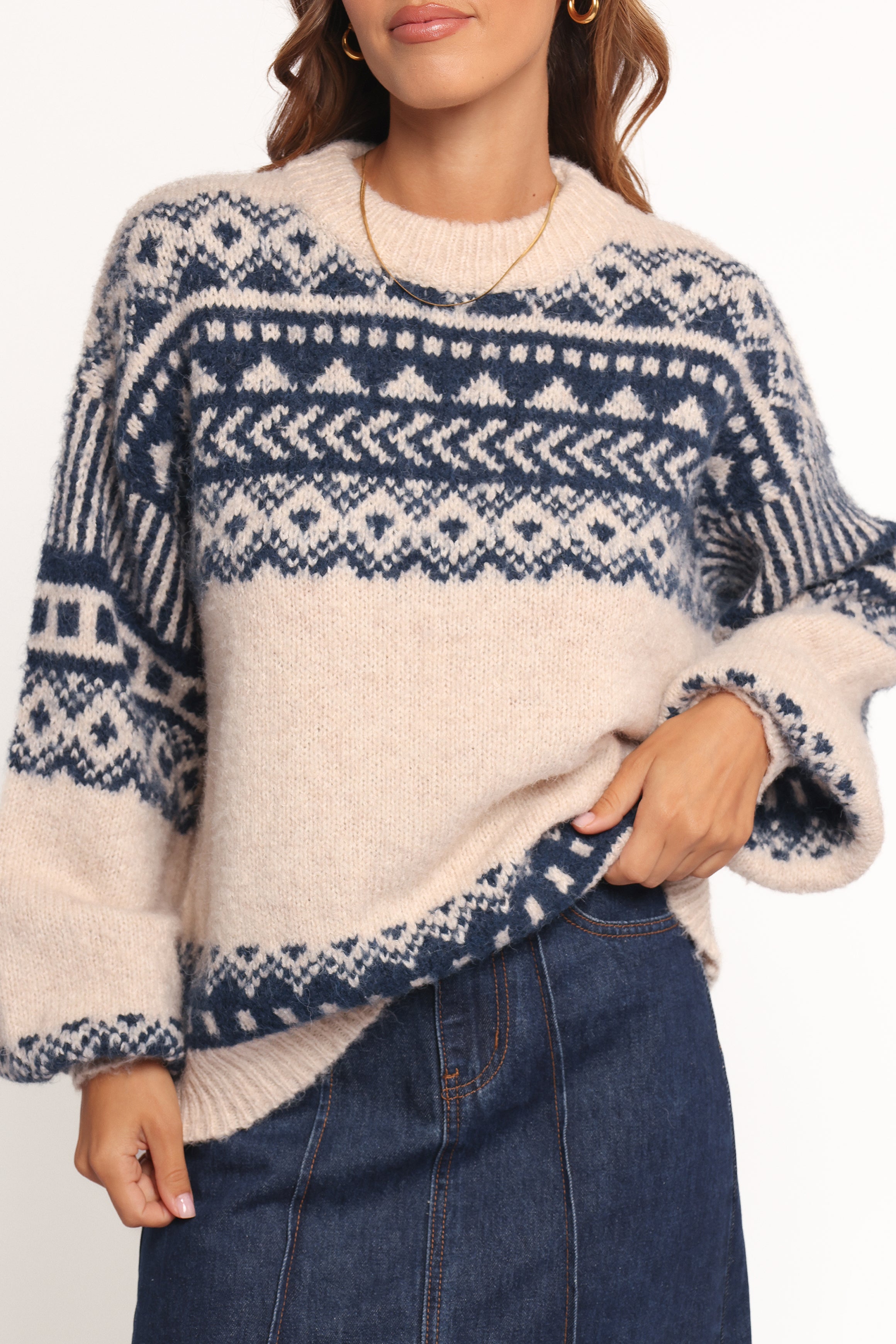 Lincoln Fair isle Knit Sweater - Navy
