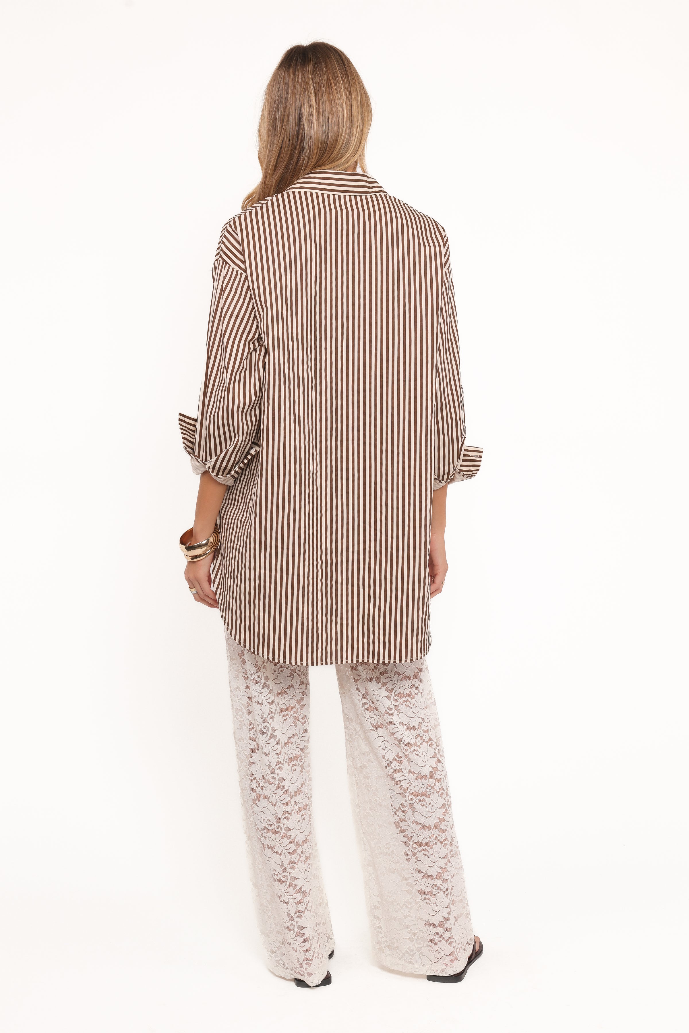 Lindy Lace Pant Set - Brown Cream