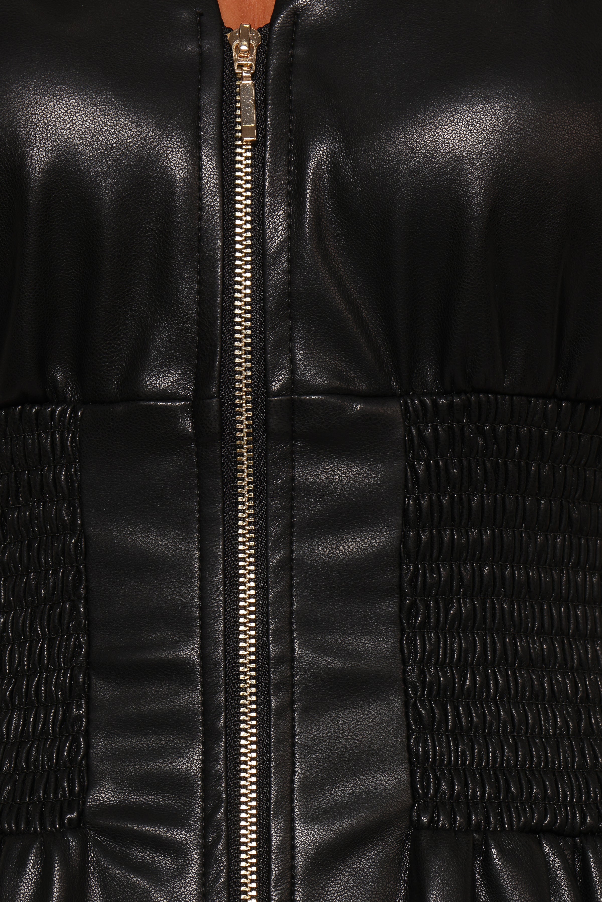 Lizzi Faux Leather Midi Dress - Black