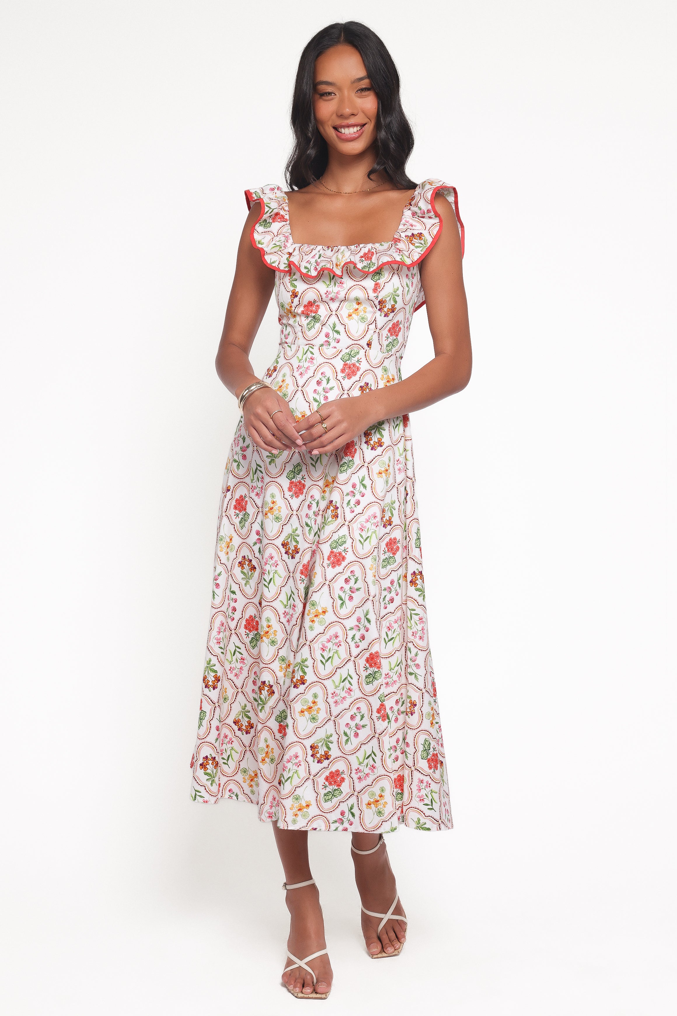 Lucille Maxi Dress - Coral Wildflower