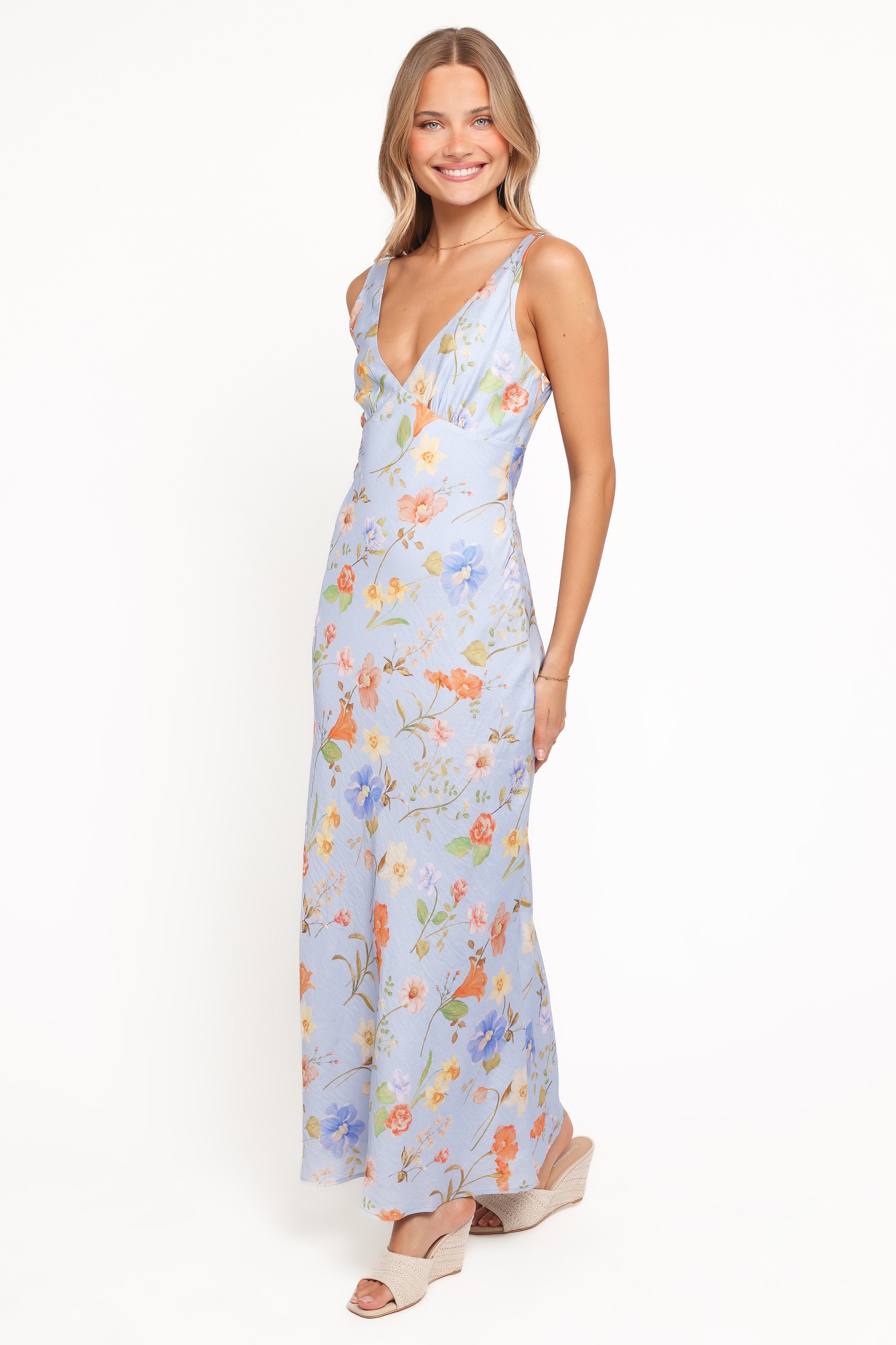 Lunaria Maxi Dress - Blue Floral