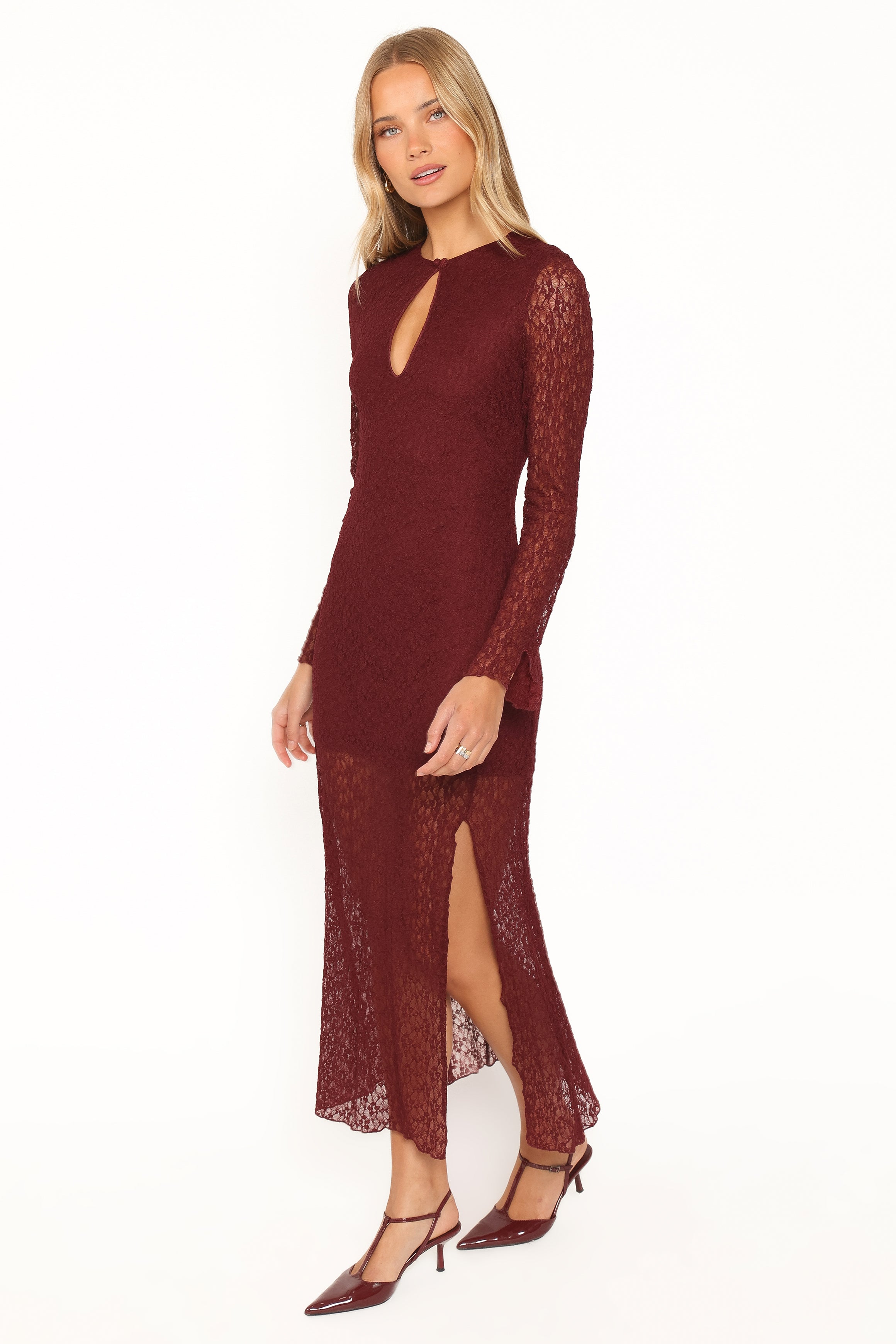Darlita Lace Maxi Dress - Burgundy