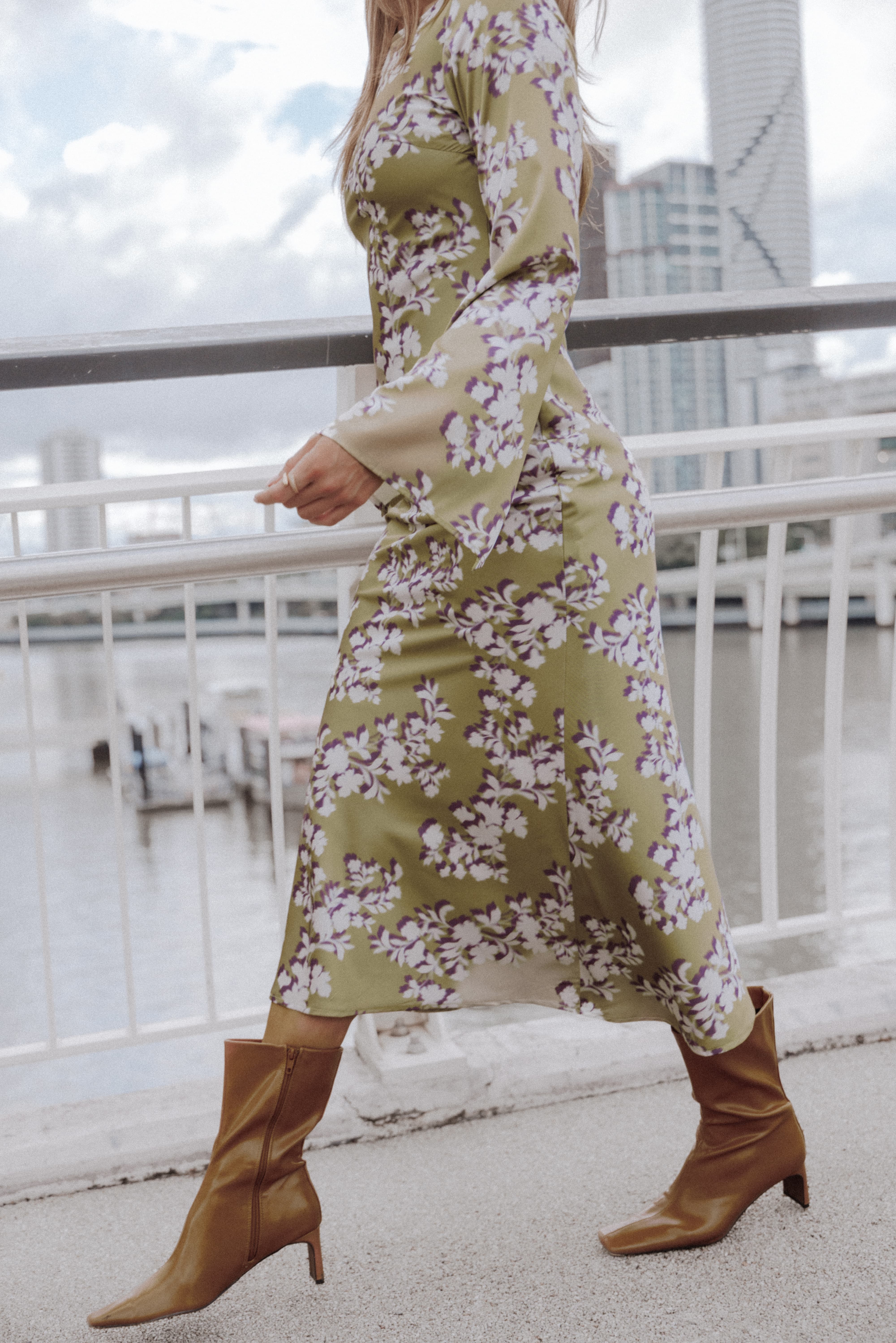 Maia Long Sleeve Maxi Dress - Green Rum Floral