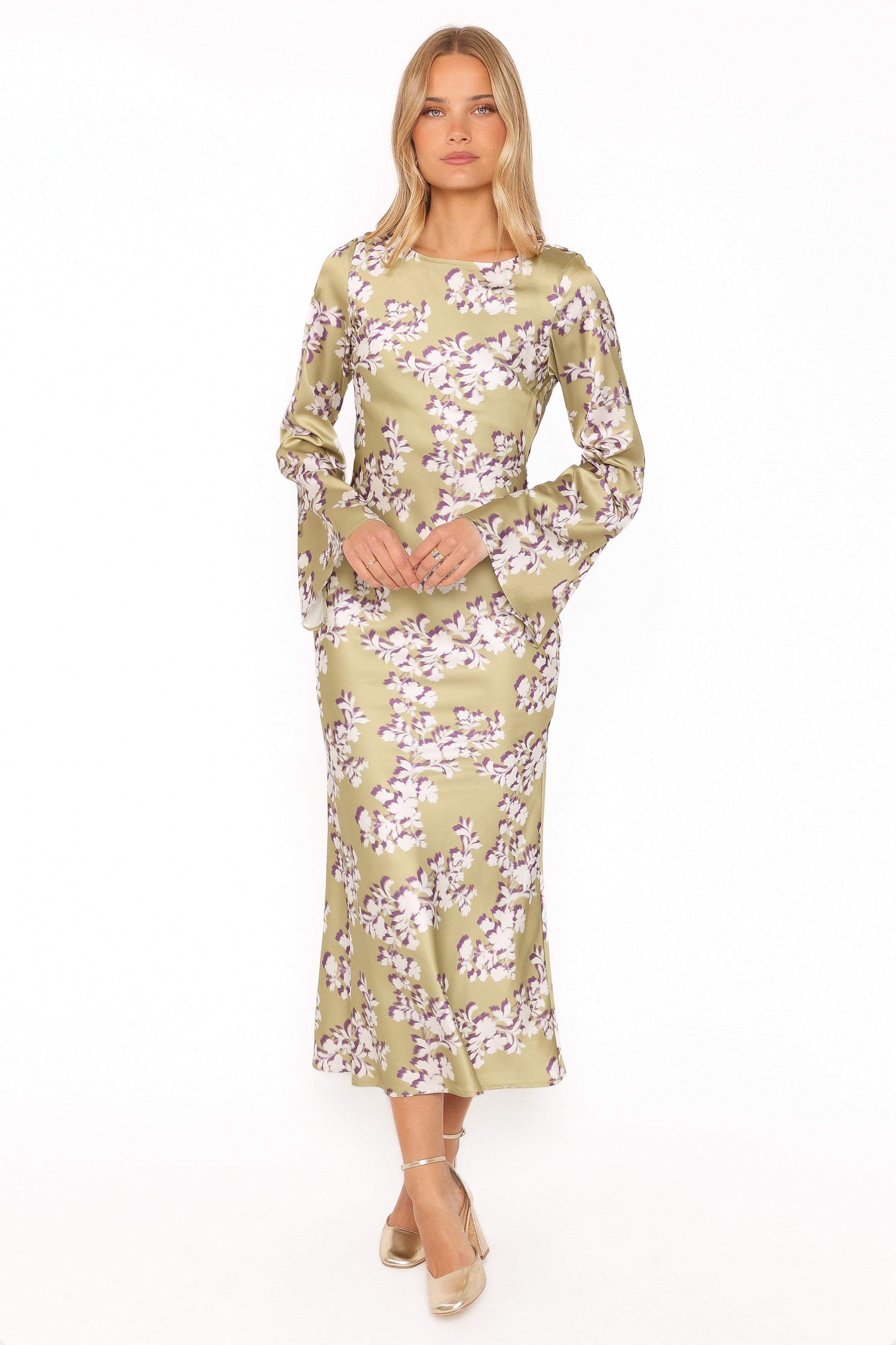 Maia Long Sleeve Maxi Dress - Green Rum Floral