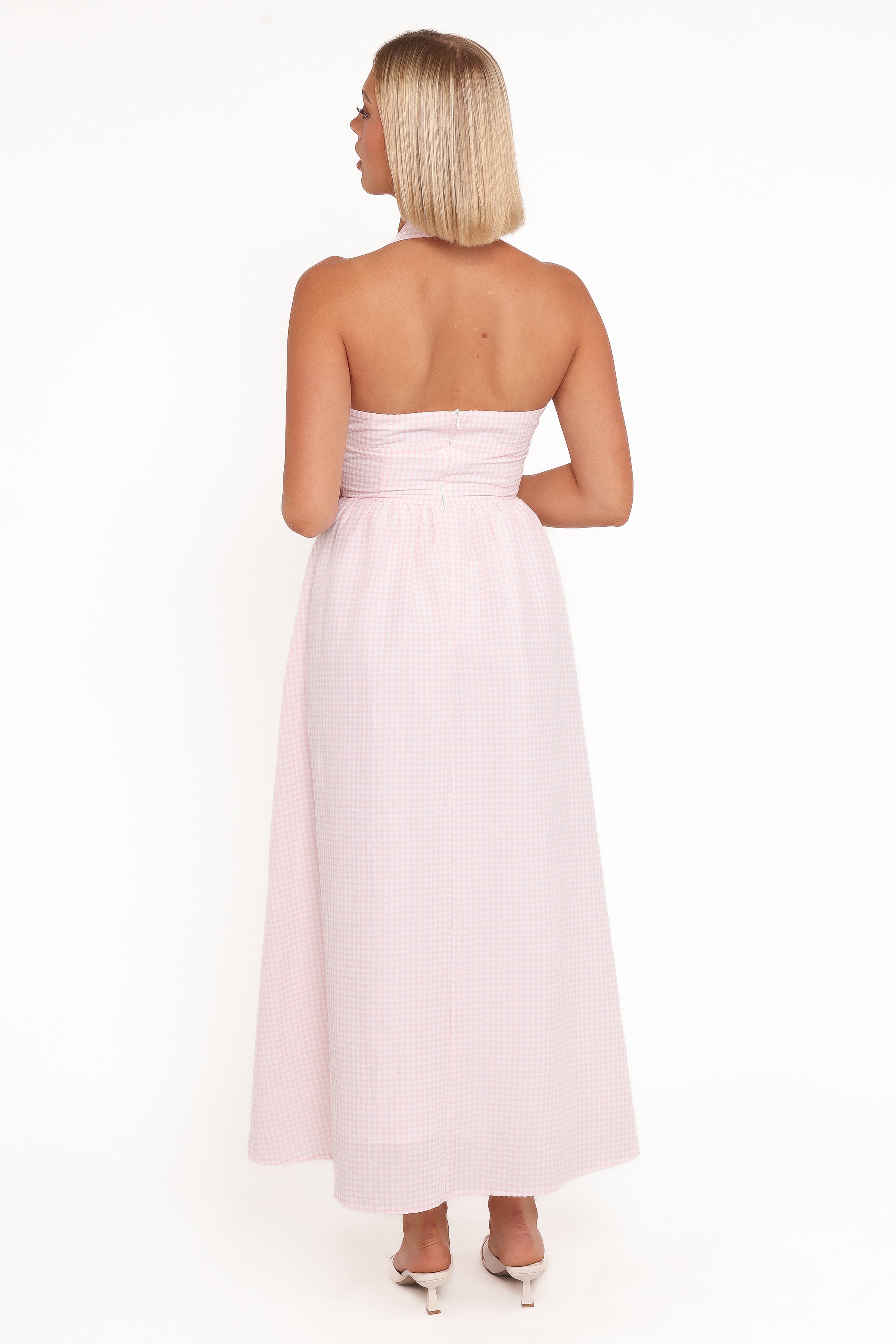 Margerie Halter Dress - Pink Gingham