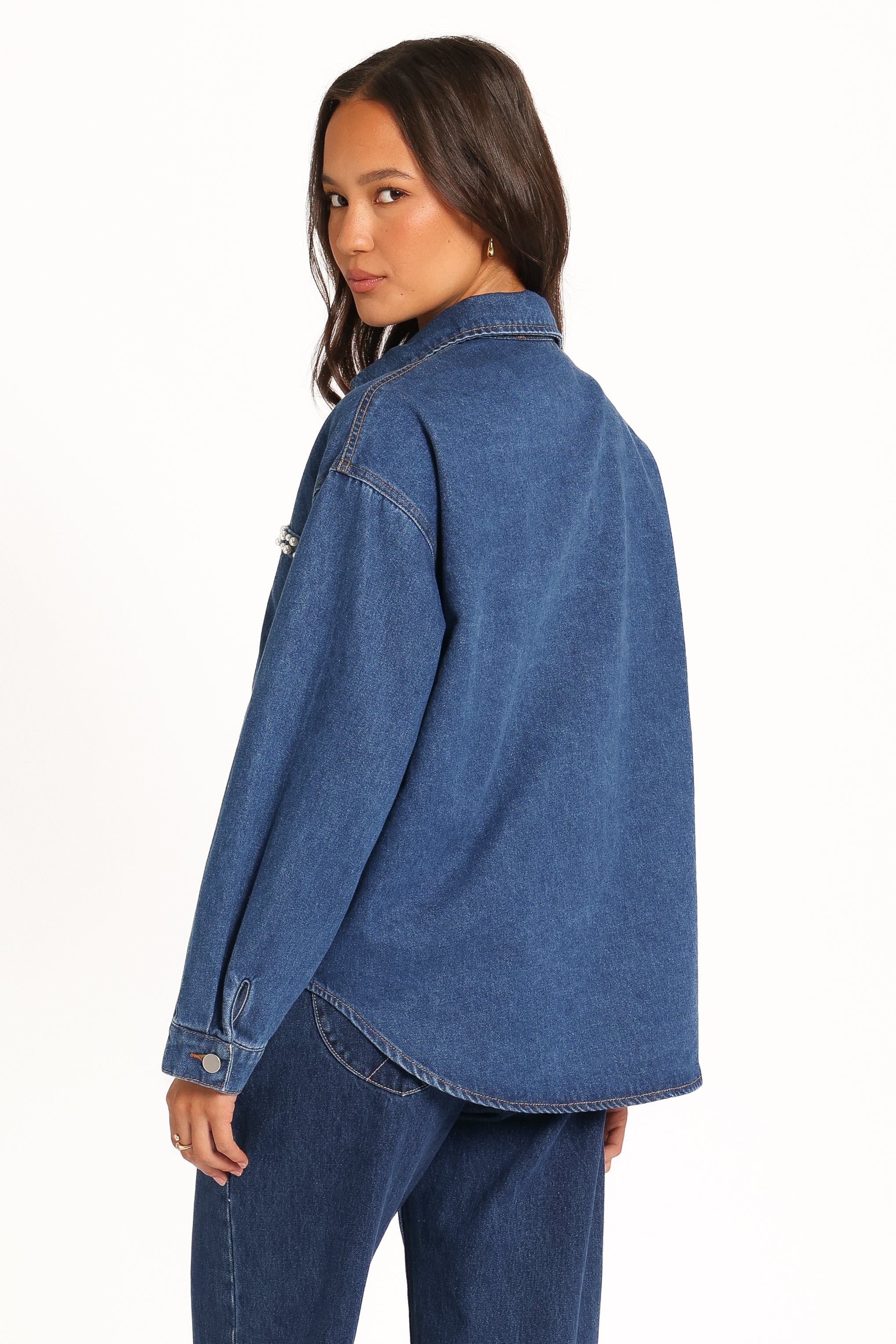 Mariska Pearl Denim Shirt - Indigo