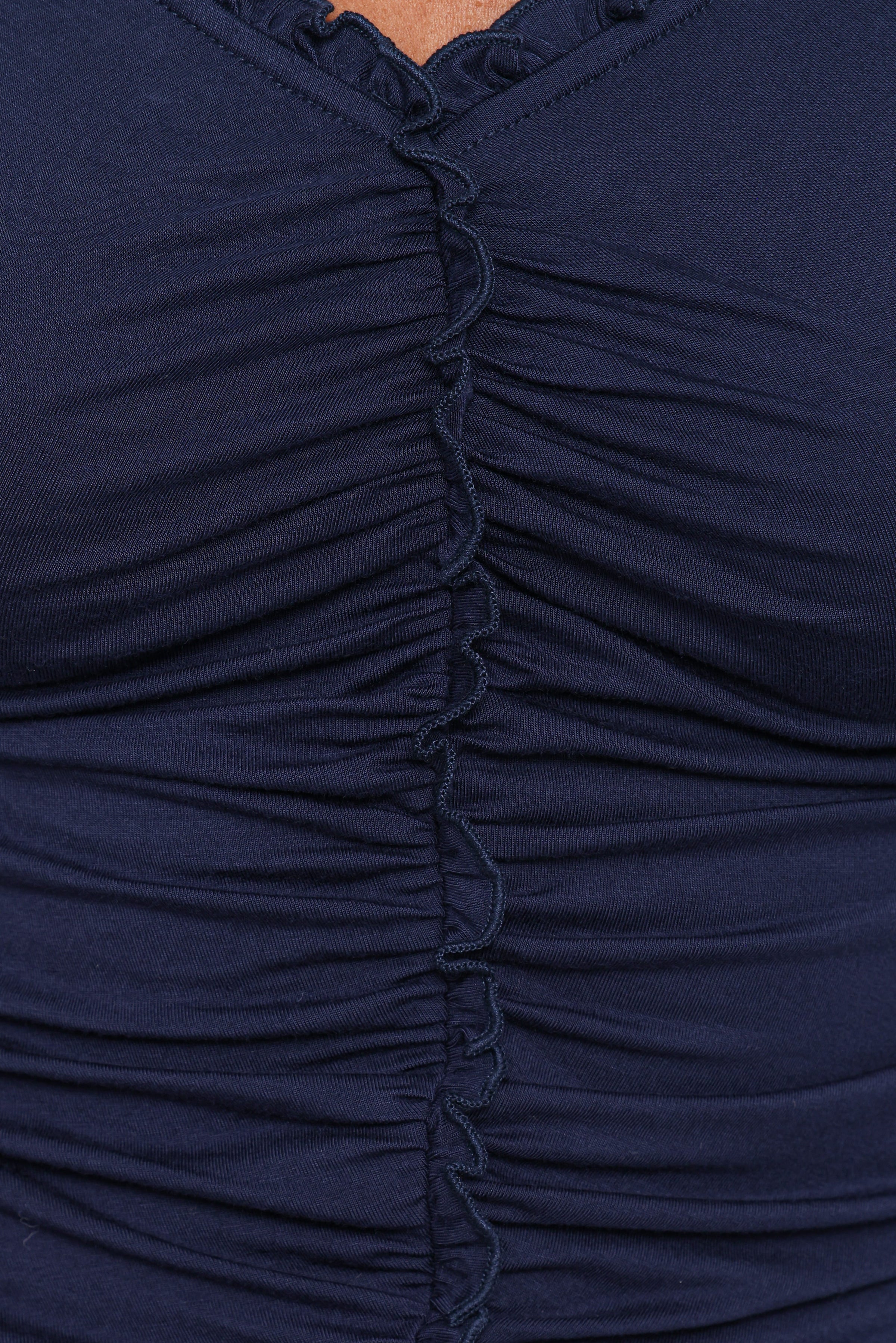 Marta Gathered Knit Top - Navy