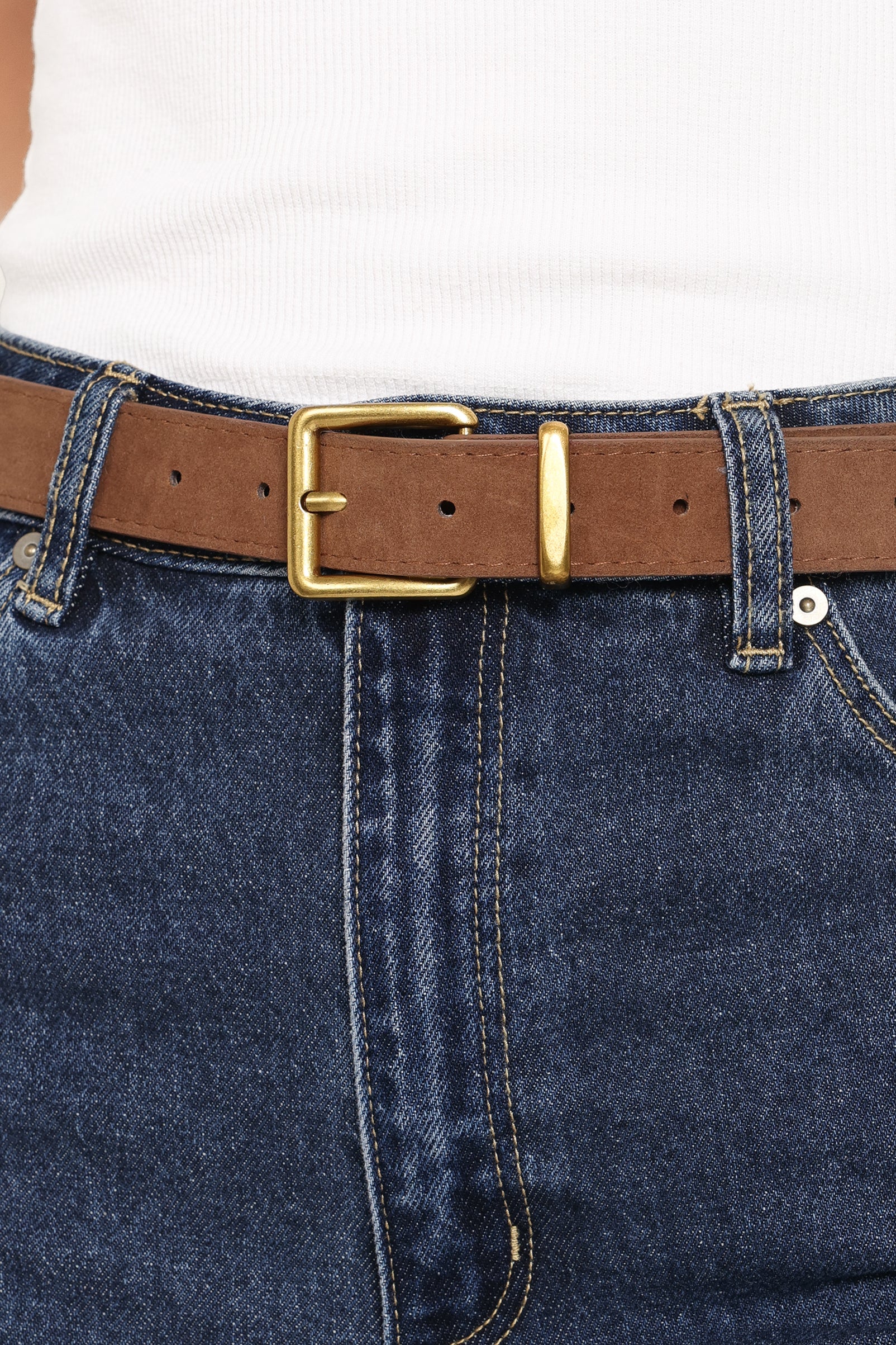 Mason Suede Belt - Brown