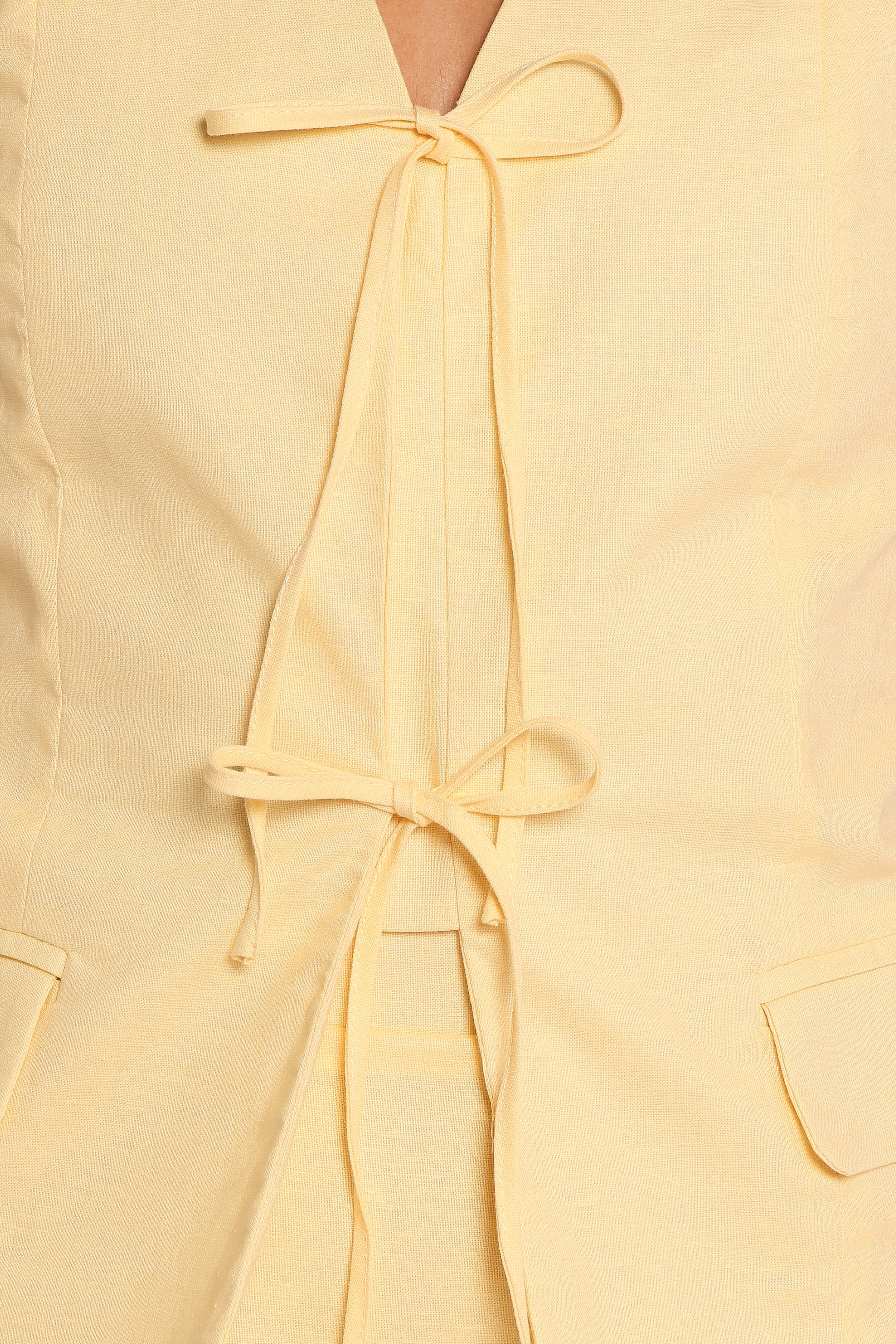 Meara Tie Front Vest Top - Butter Yellow