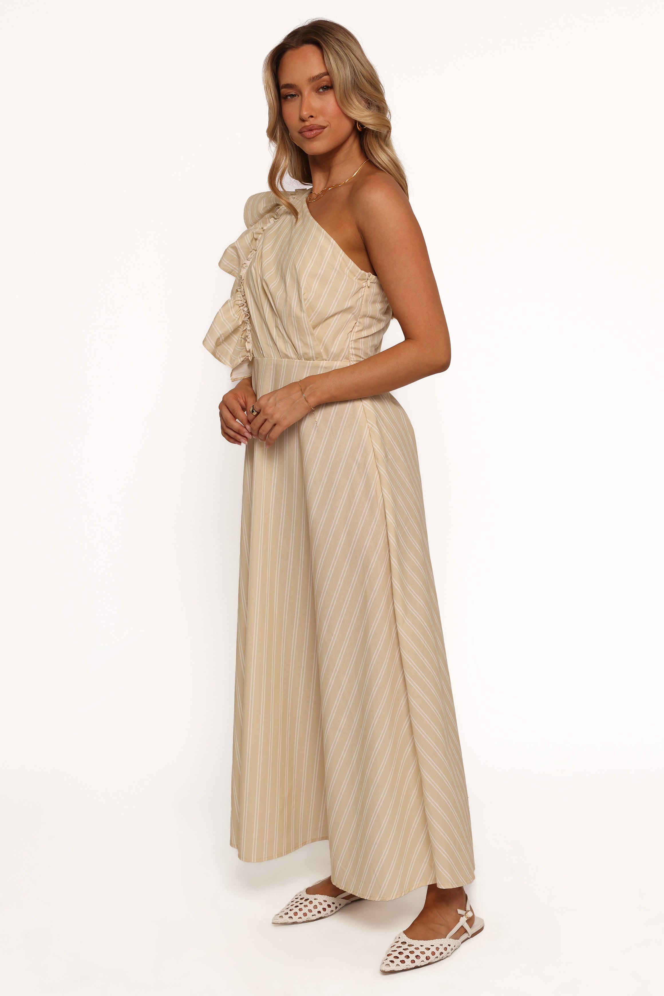 Meggy Maxi Dress - Sand/White
