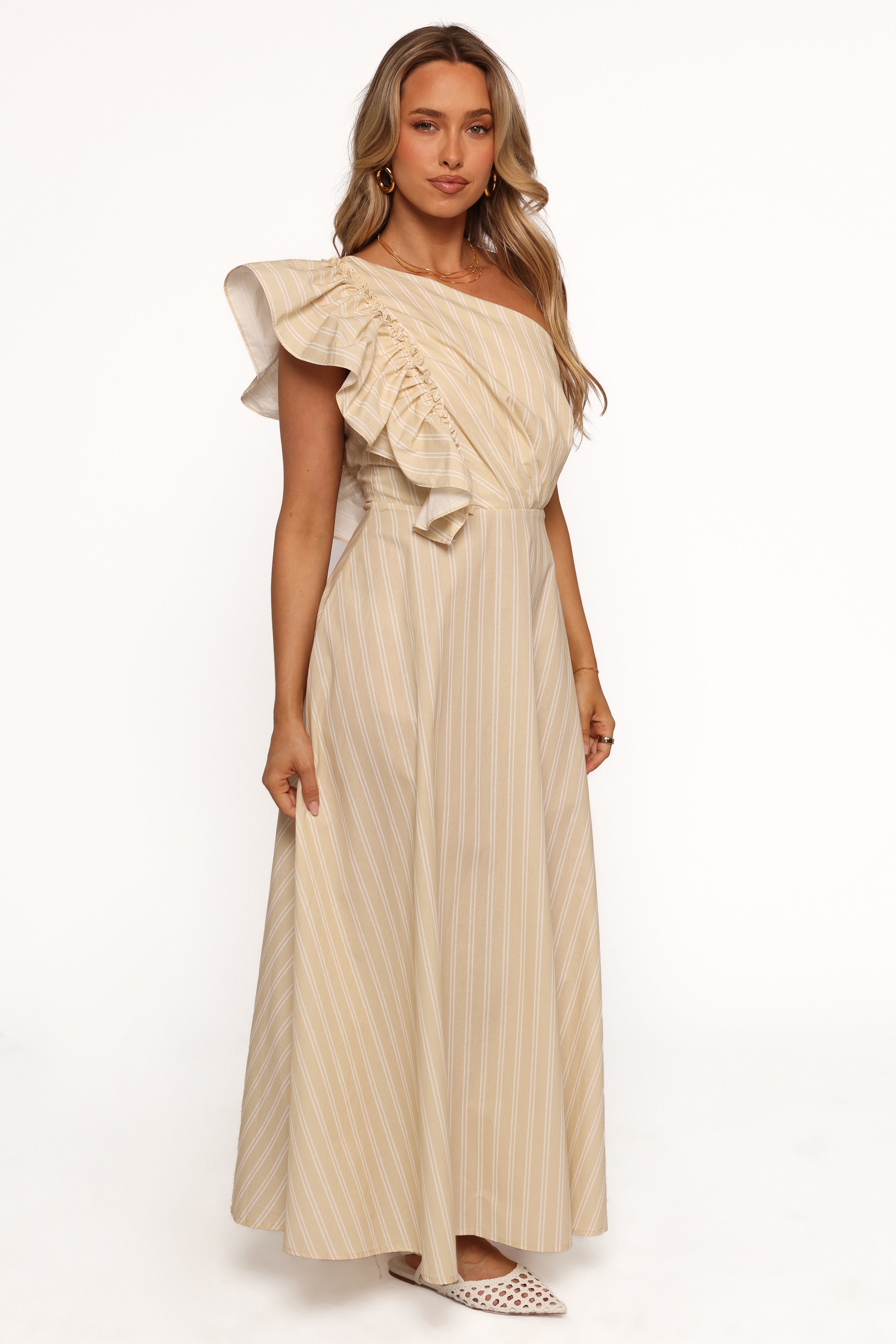 Meggy Maxi Dress - Sand/White