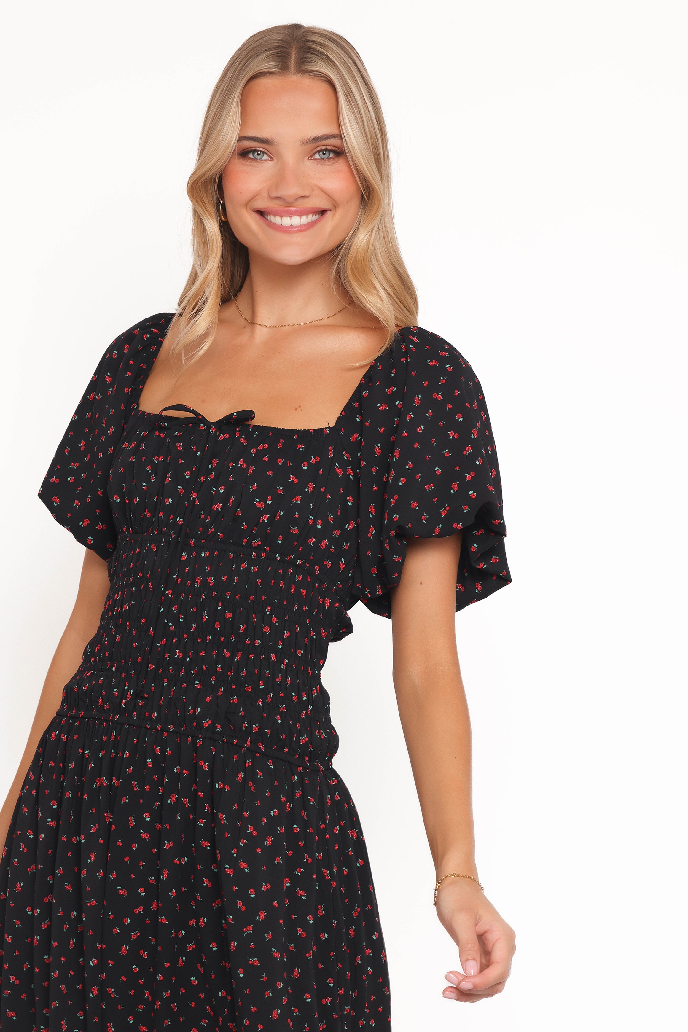 Melantha Midi Dress - Black Floral