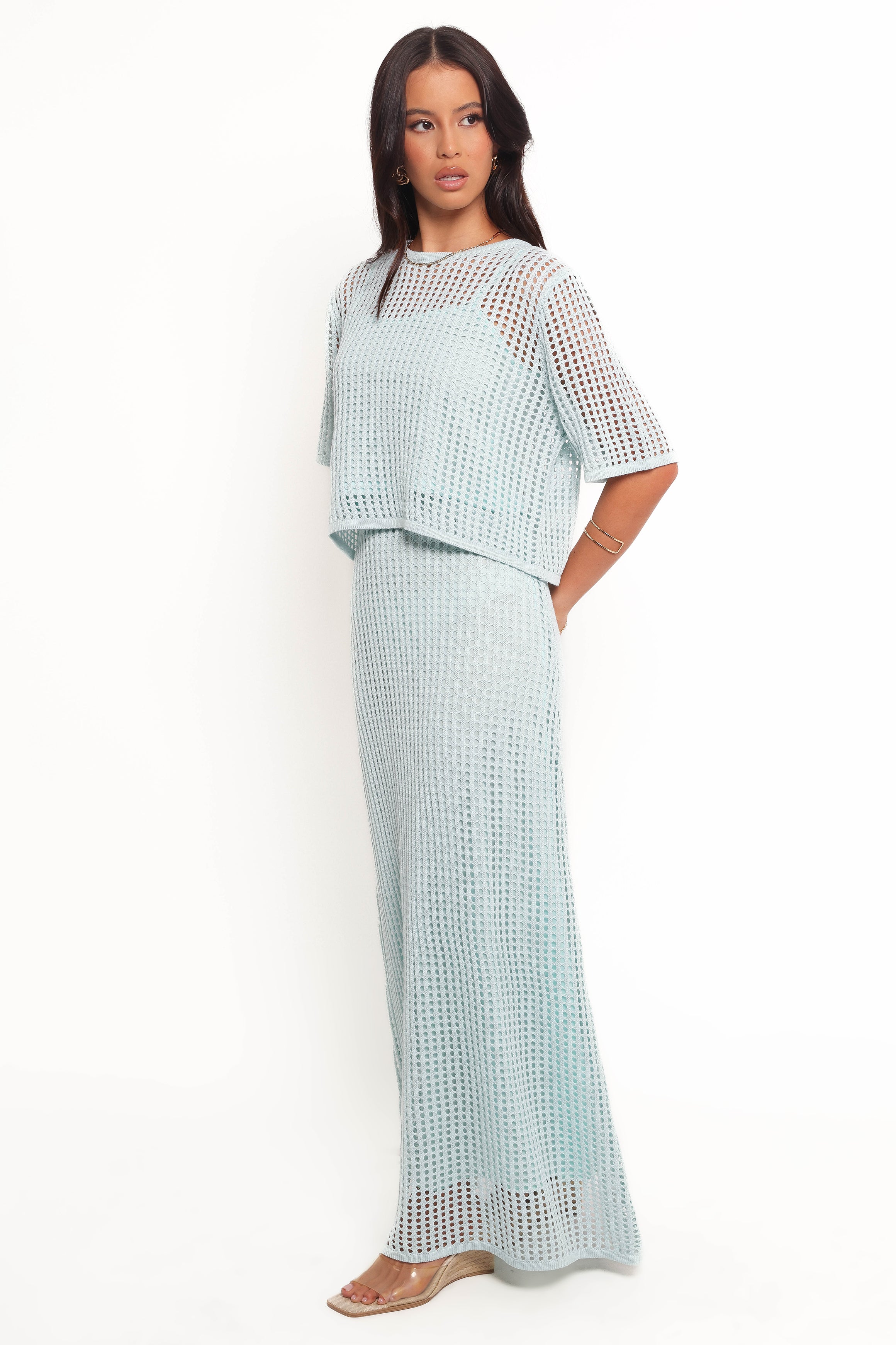 Meriah Knit Skirt Set - Light Blue