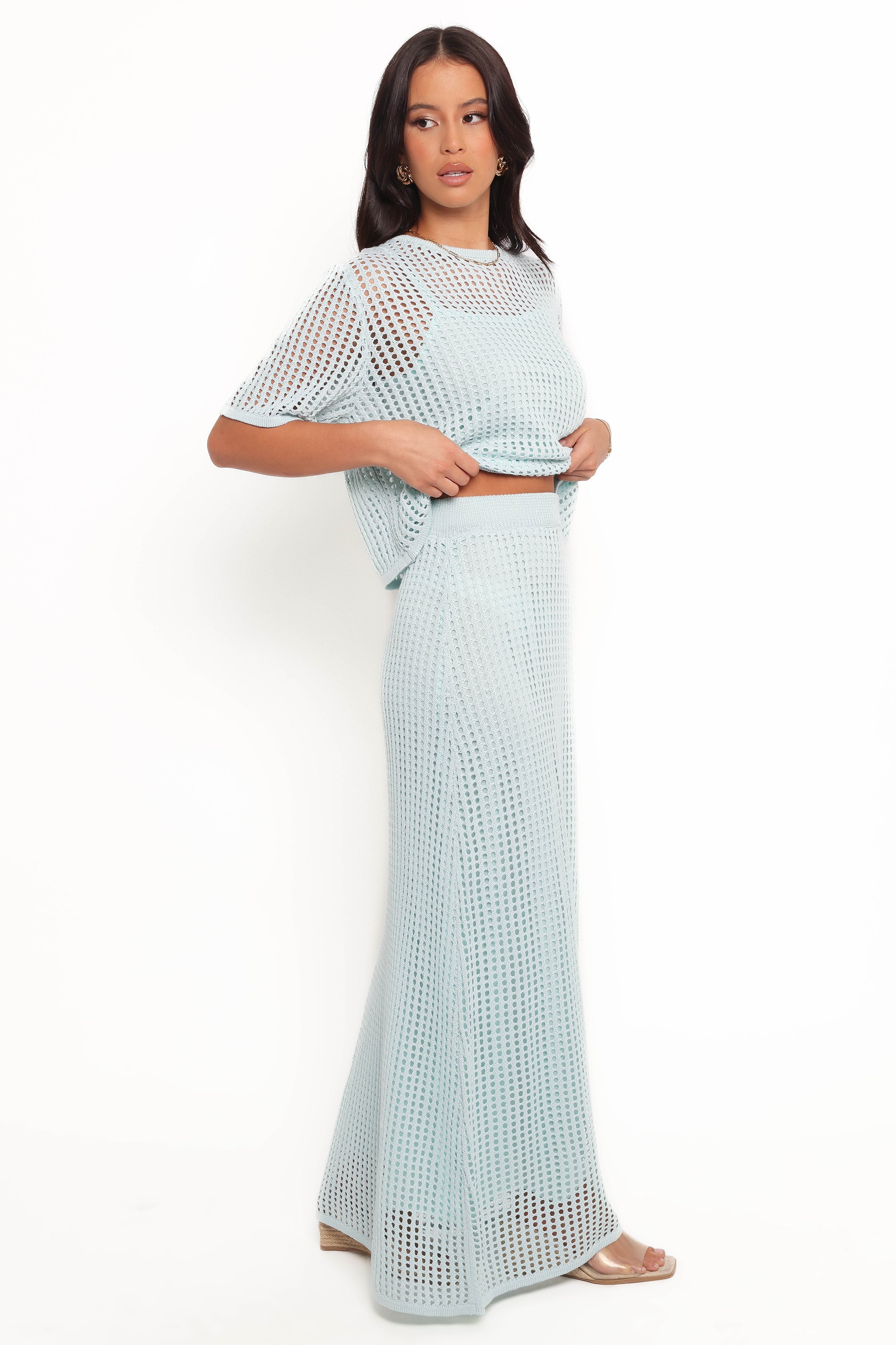 Meriah Knit Skirt Set - Light Blue