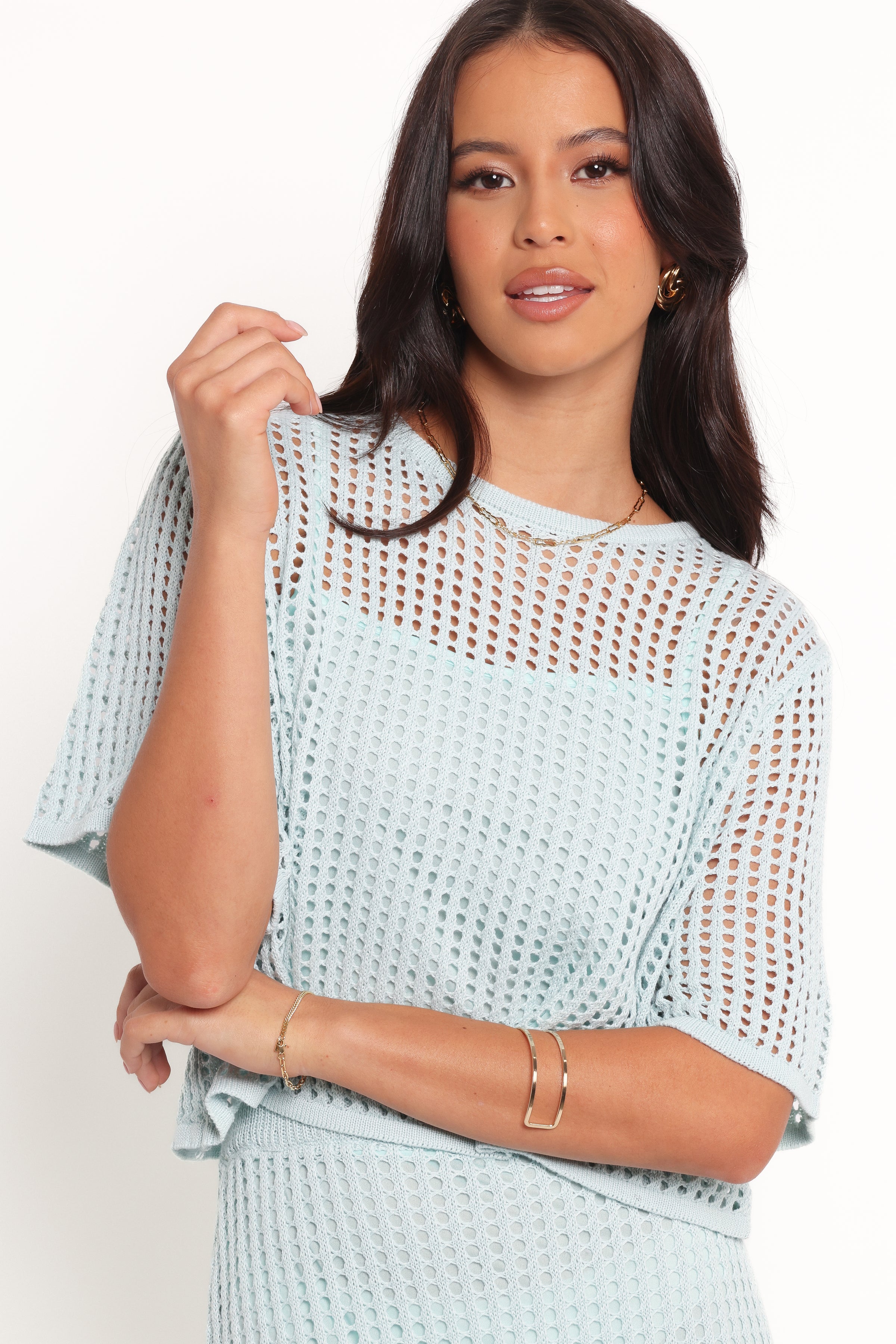 Meriah Knit Skirt Set - Light Blue