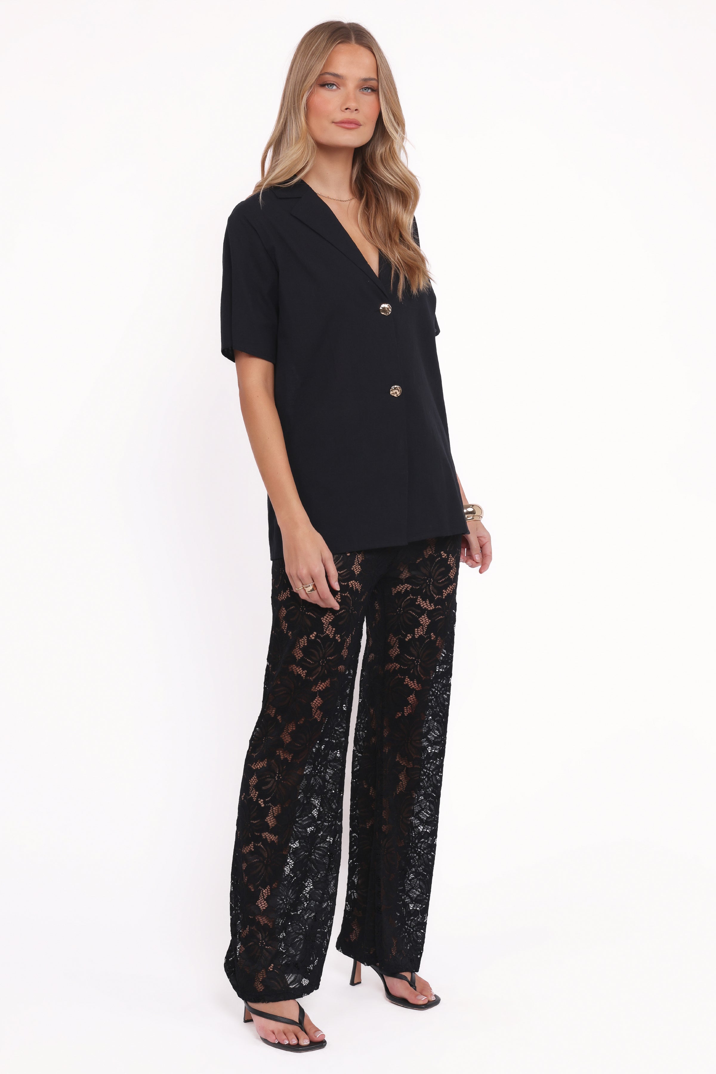 Mindy Lace Pant Set - Black