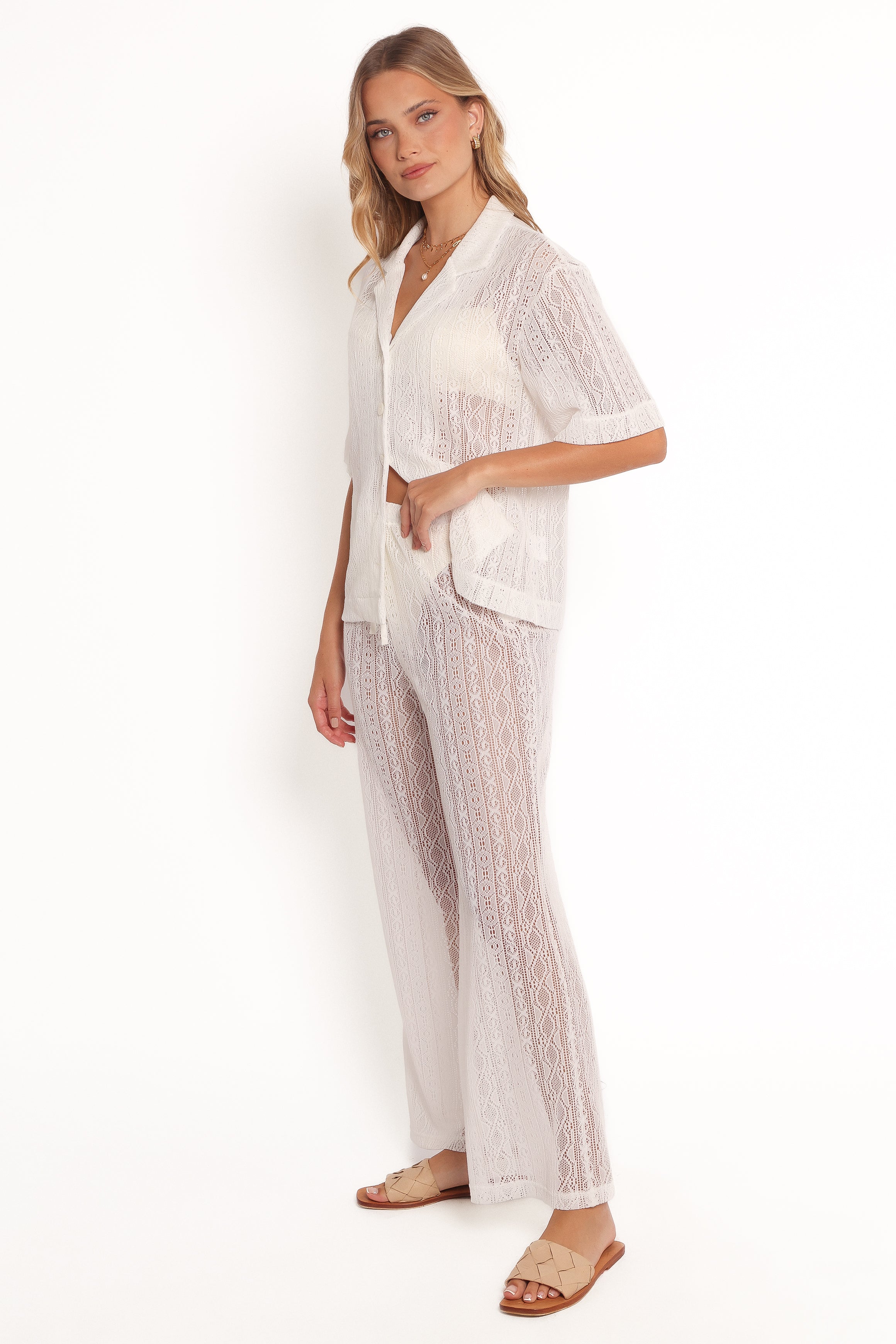 Nalani Knit Pant Set - White