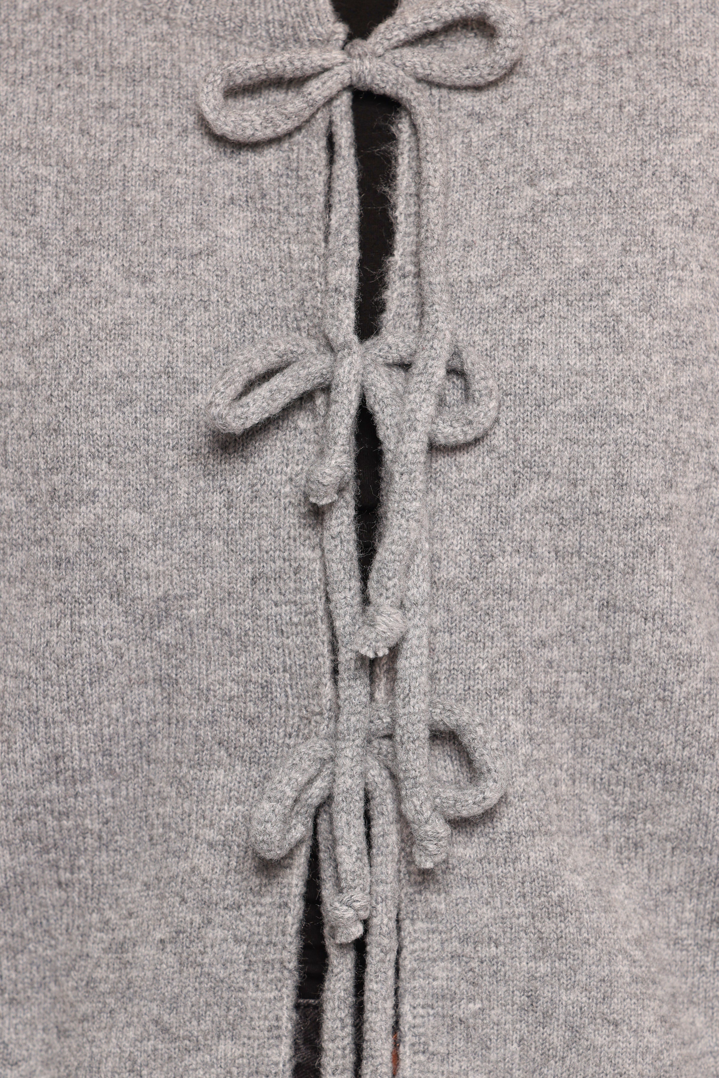 Neri Bow Tie Front Cardigan - Grey