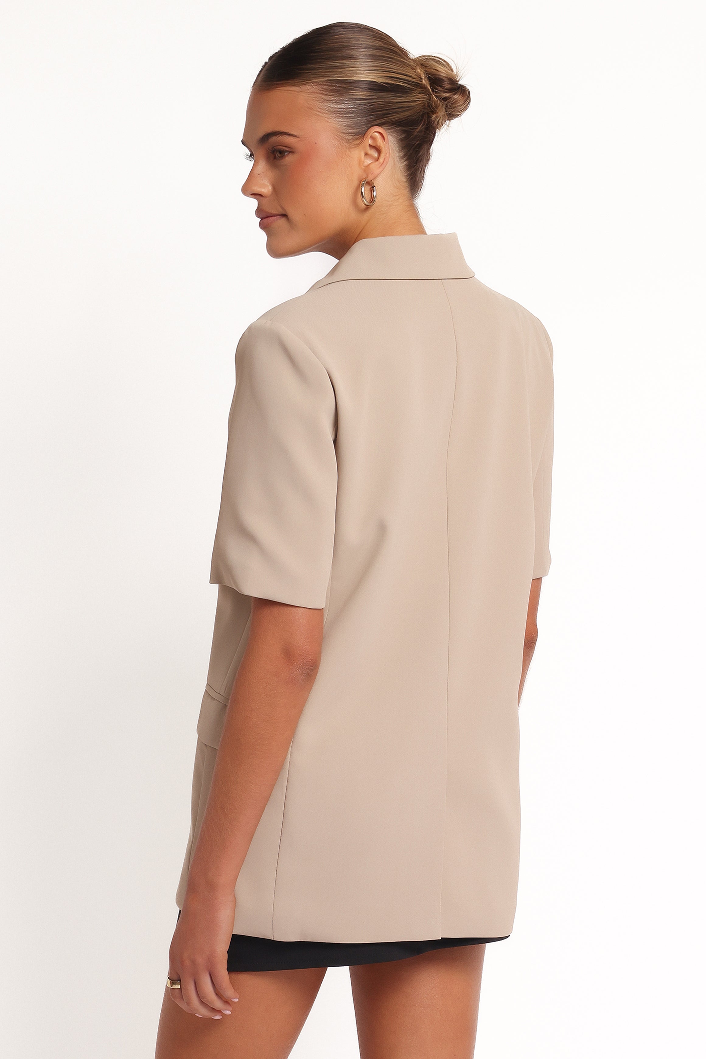 Nora Short Sleeve Blazer - Beige