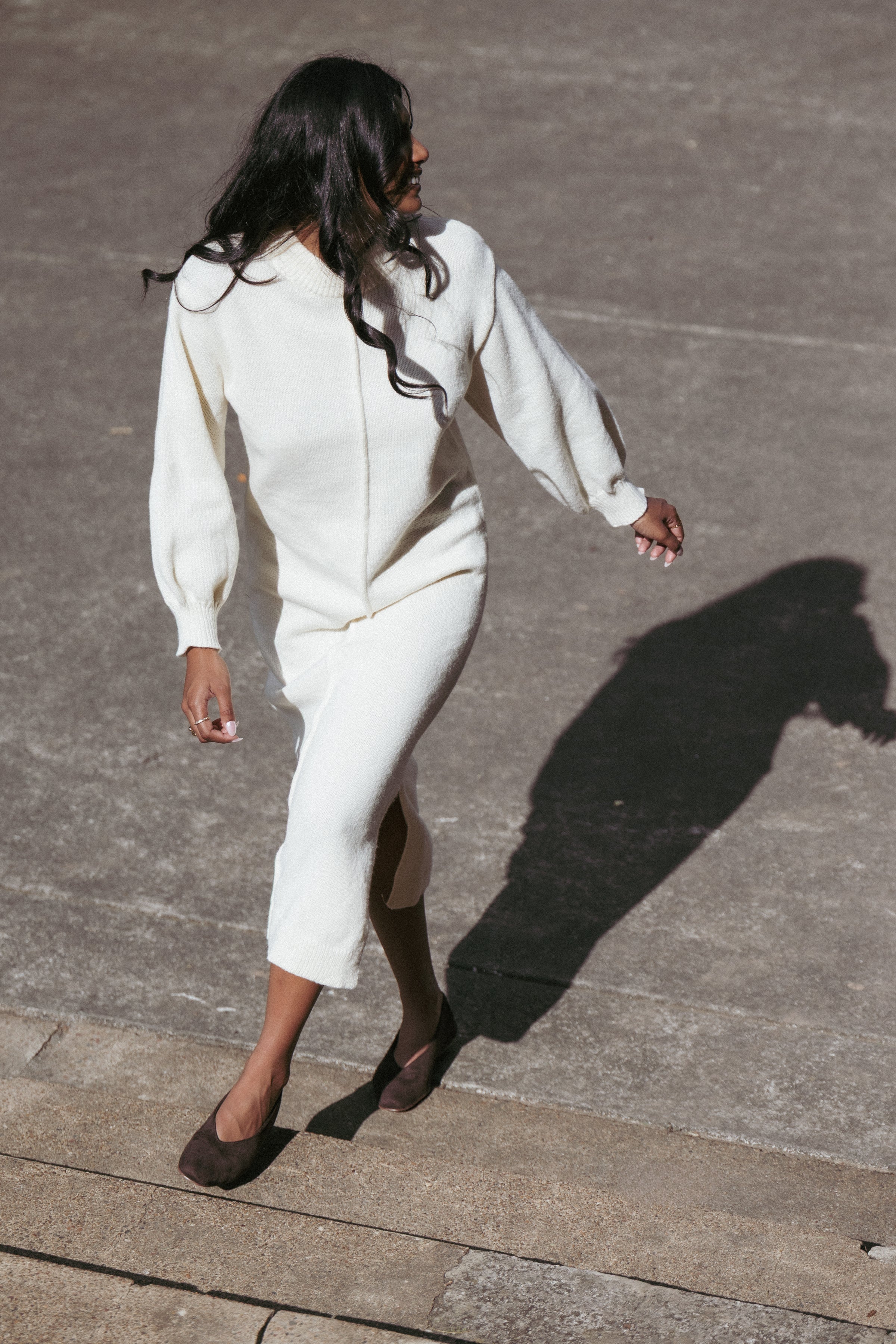 Odile Knit Midi Dress - Cream