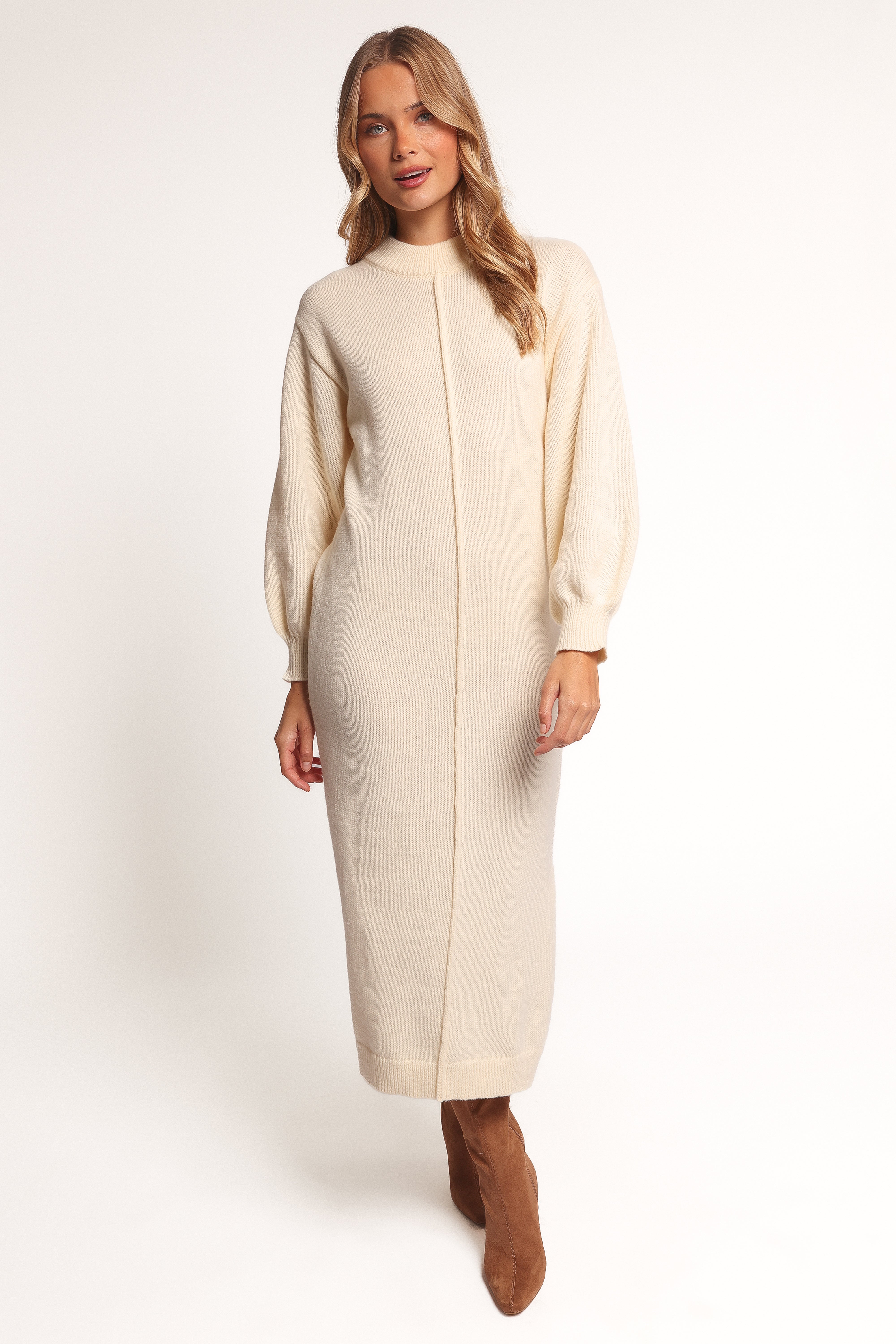 Odile Knit Midi Dress - Cream