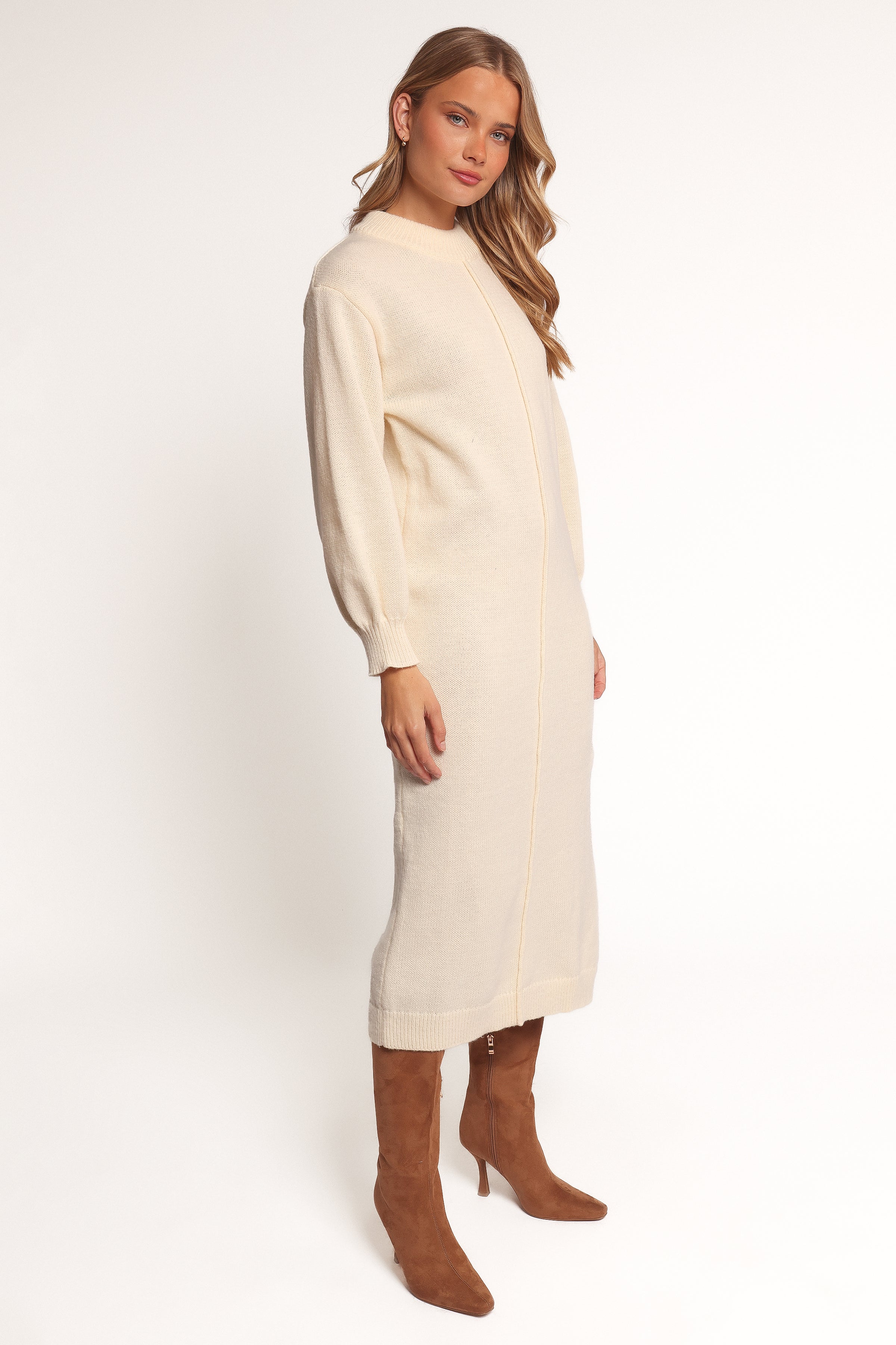 Odile Knit Midi Dress - Cream