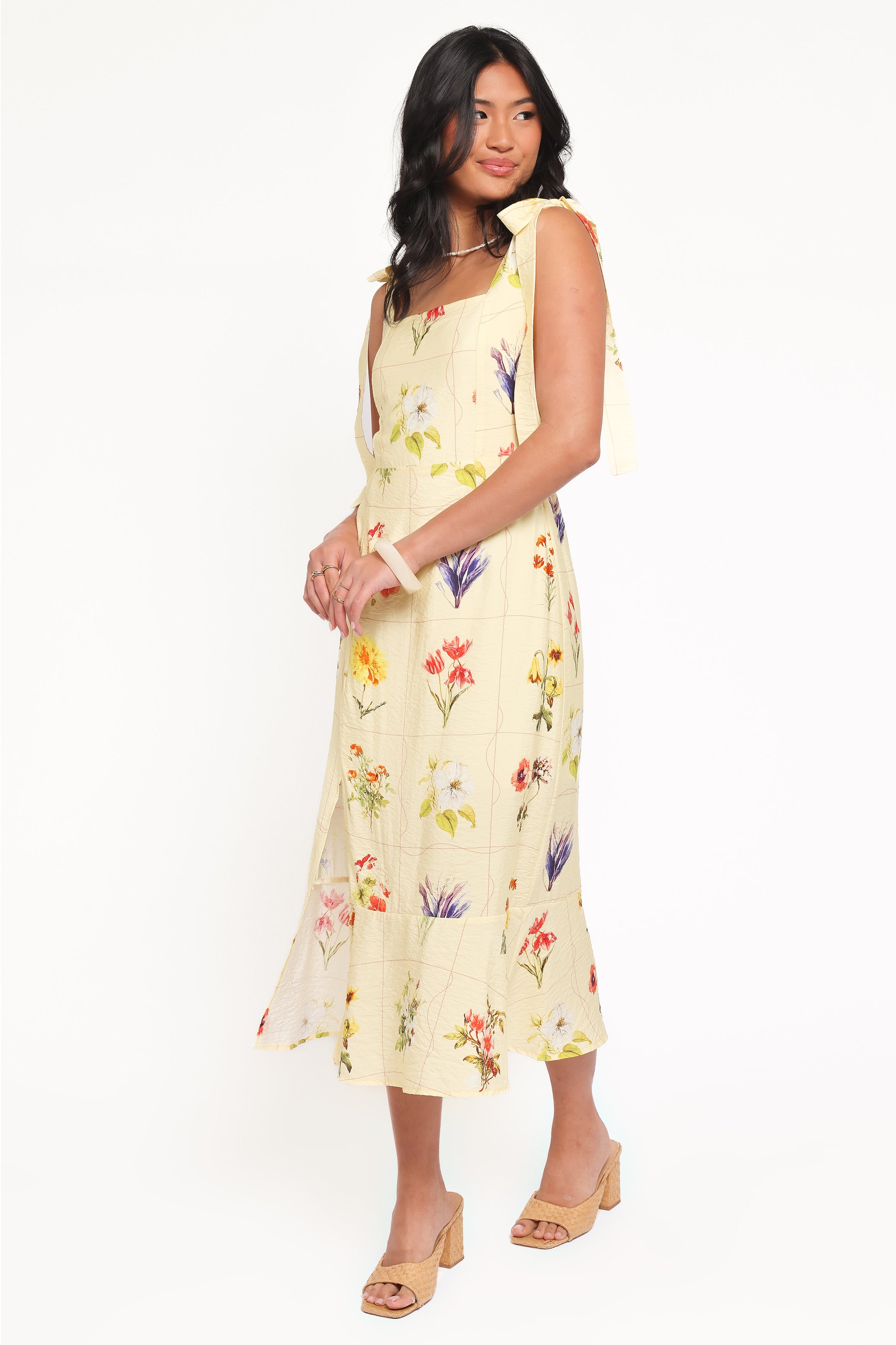 Oksana Midi Dress - Yellow Floral