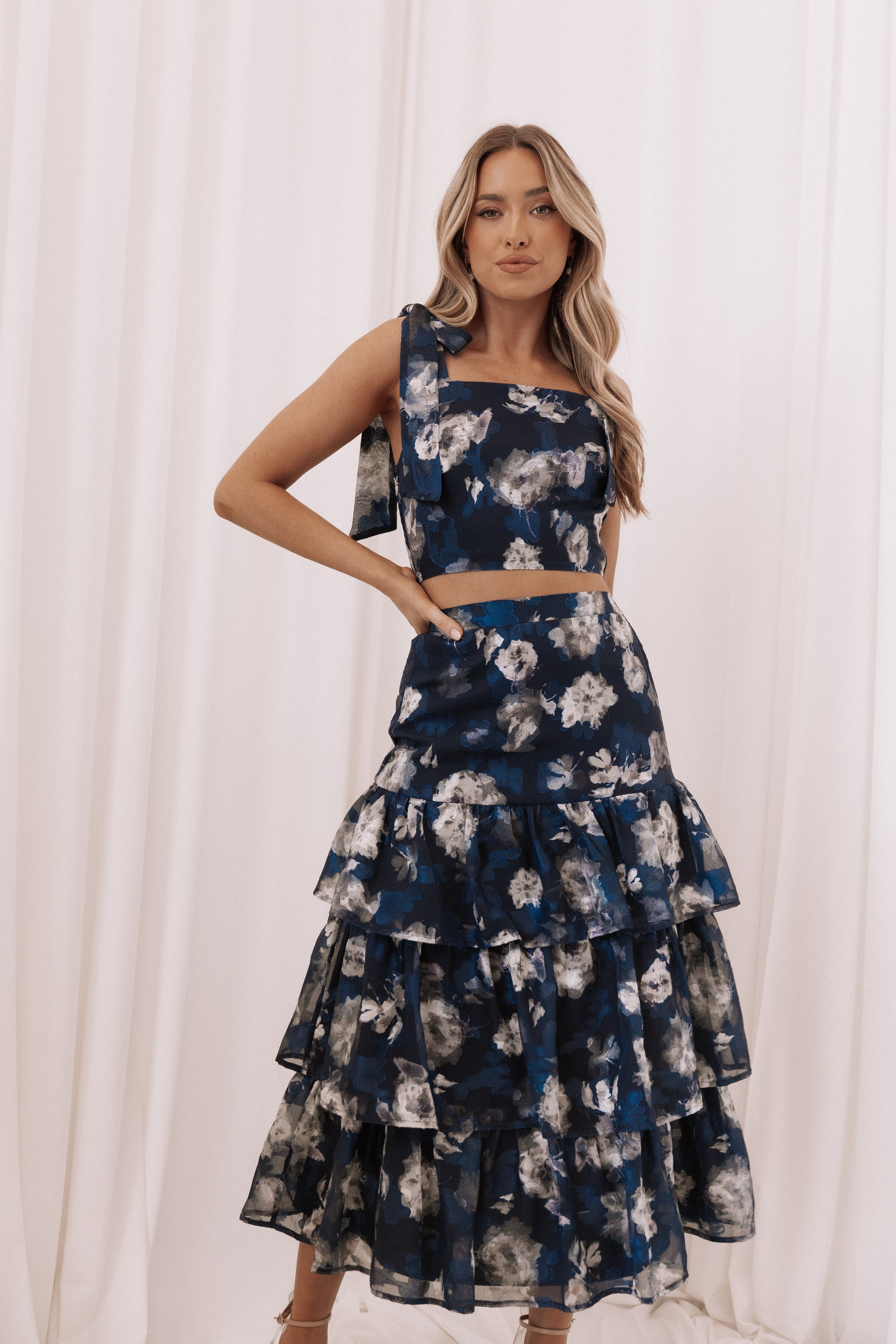 Olivia Two Piece Set - Navy Floral
